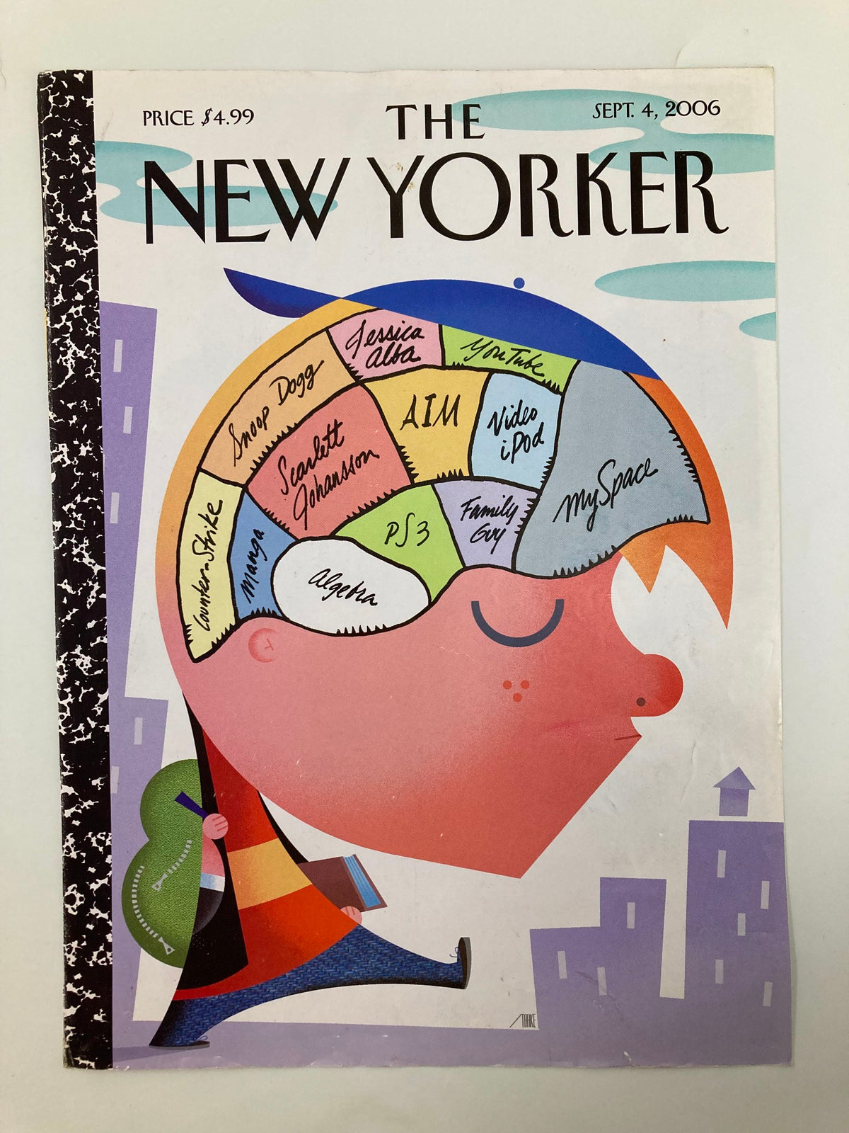 The New Yorker Cover September 4 2006 by Bob Staake displaying a charming illustration of a boy in profile with a thought bubble filled with iconic references, capturing a nostalgic essence.