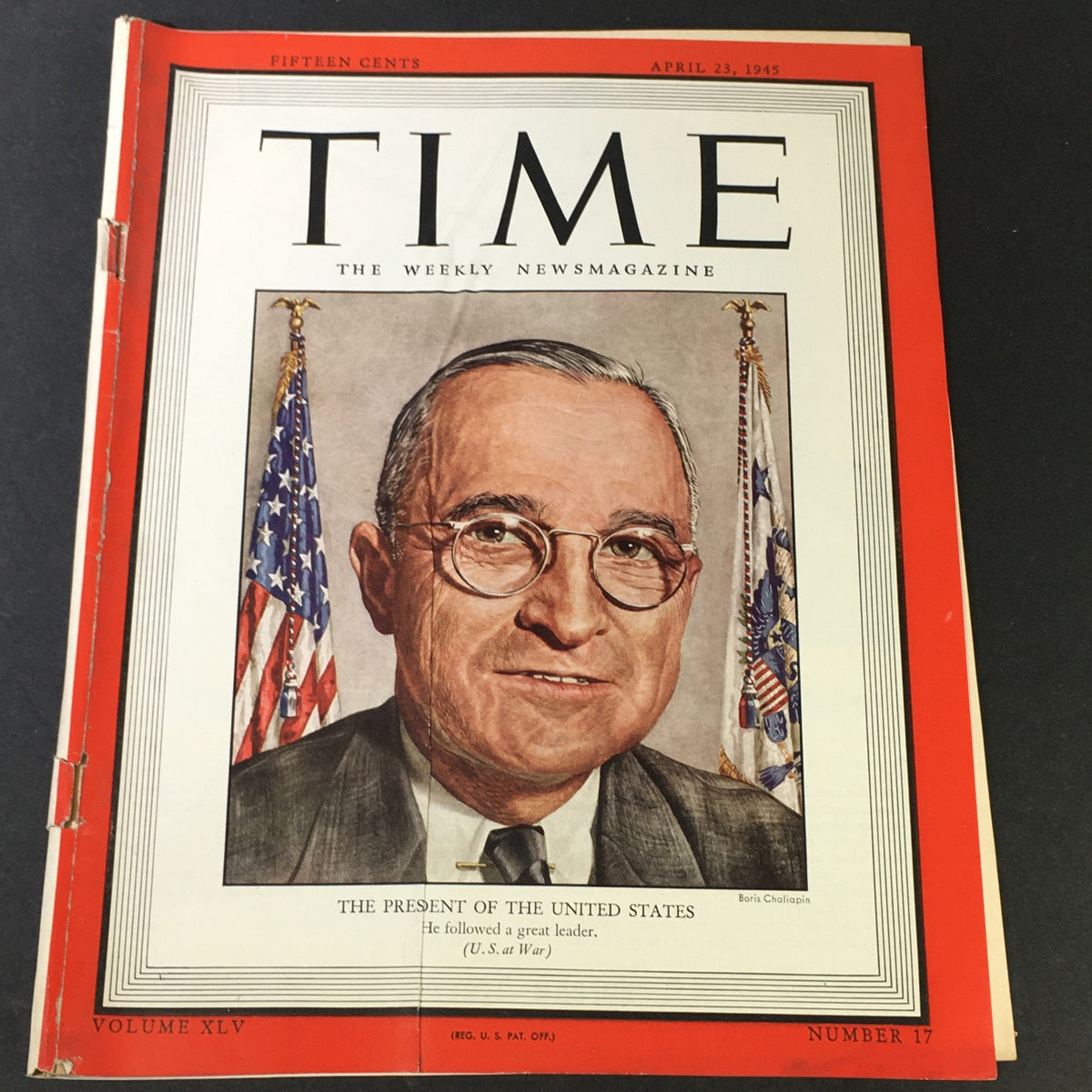 Vintage Time Magazine Vol. 45 #17 April 23 1945 - U.S. President Harry S. Truman