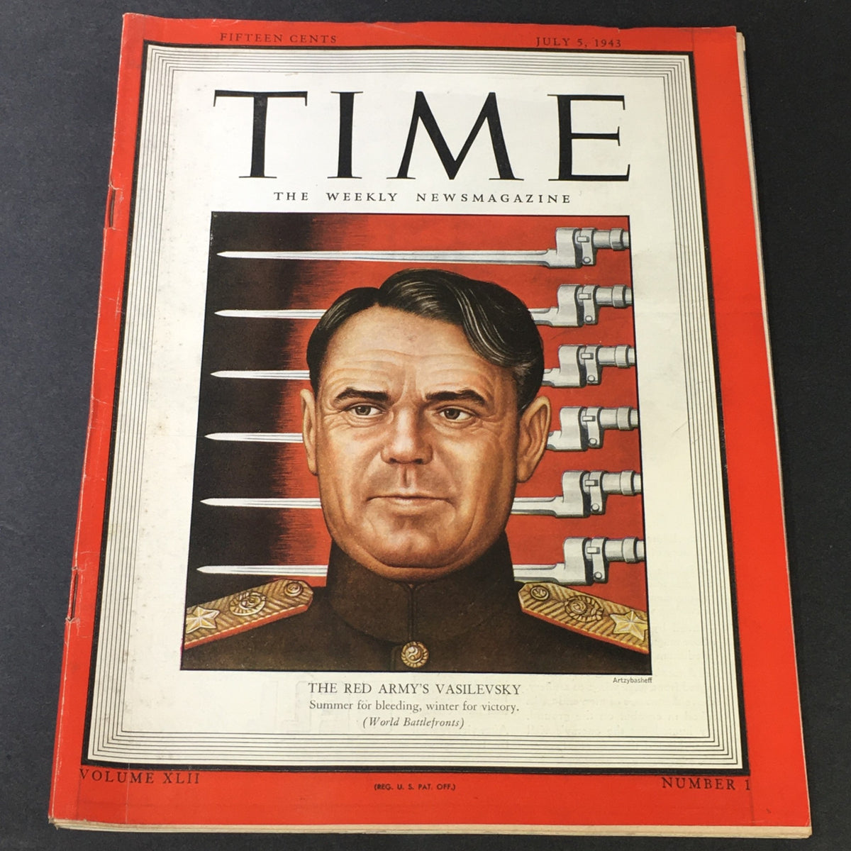 Vintage Time Magazine Vol. 42 #1 July 5 1943 - Red Army Officer Aleksandr Vasilevsky