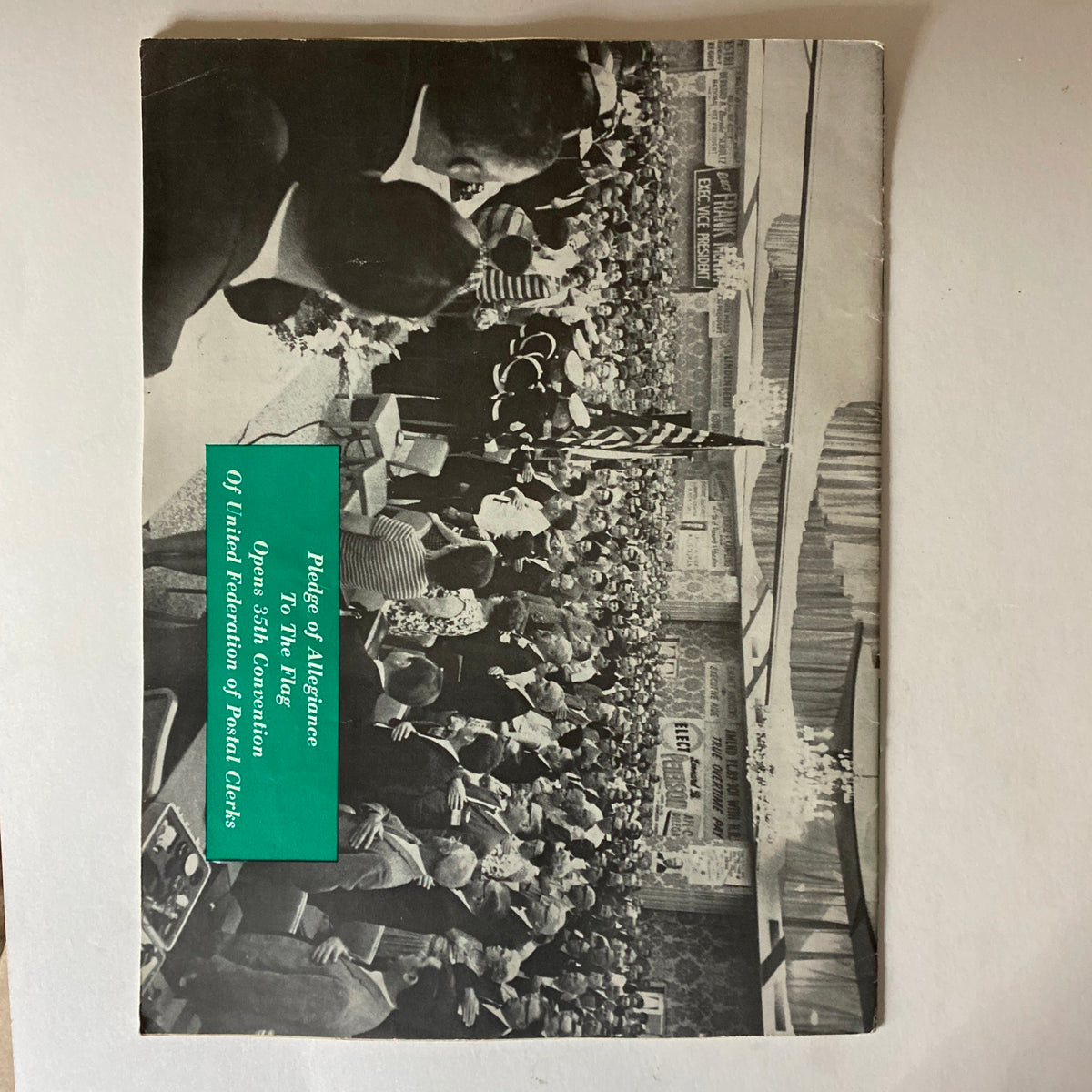 Union Postal Clerk Journal September 1968 back cover showcasing a Pledge of Allegiance ceremony at the 35th Convention of the United Federation of Postal Clerks.