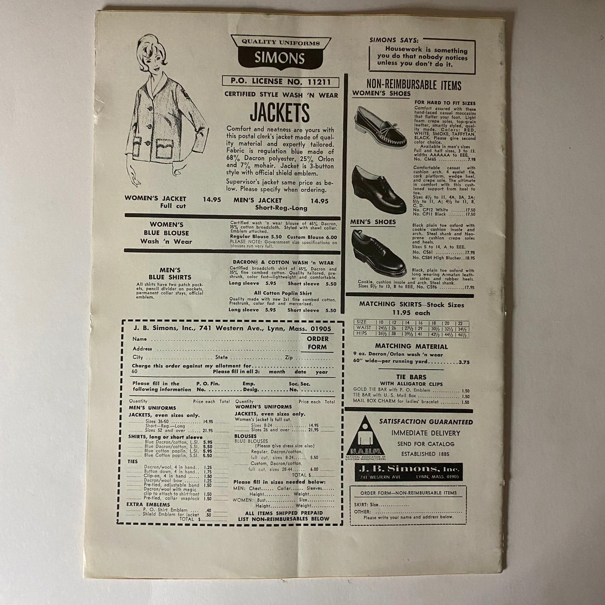 Advertisement page from The Union Postal Clerk Journal June 1970 showcasing various jackets and clothing items available for purchase.