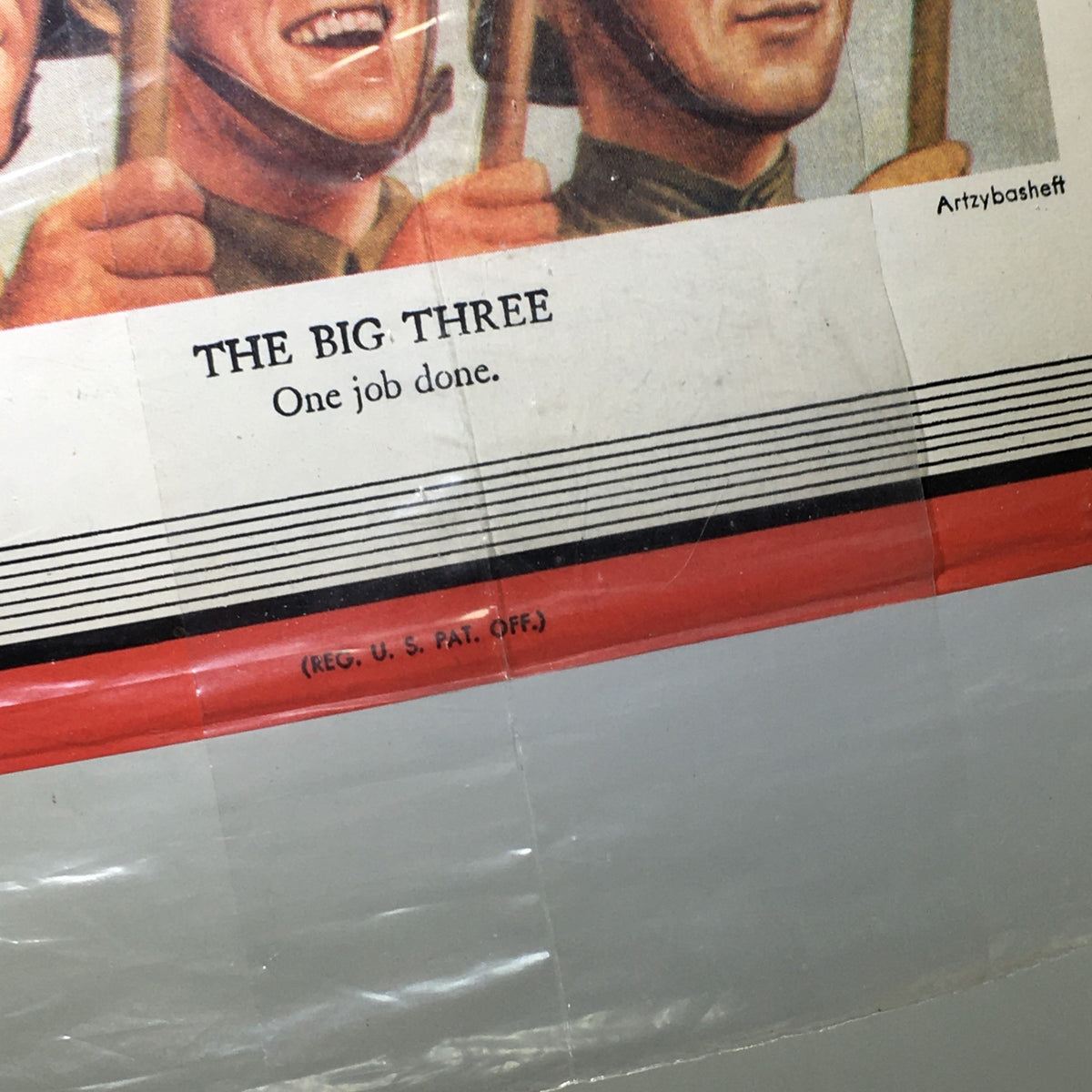 Detail of the May 14, 1945 Time Magazine cover highlighting 'The Big Three', featuring an illustration and the subtitle 'One job done', reflecting a pivotal moment in history.
