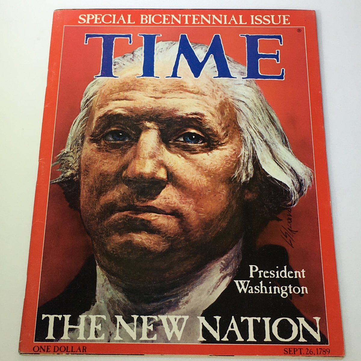 VTG Time Magazine September 26 1789 featuring President George Washington on the cover, highlighting the early days of the United States and the formation of the new nation.