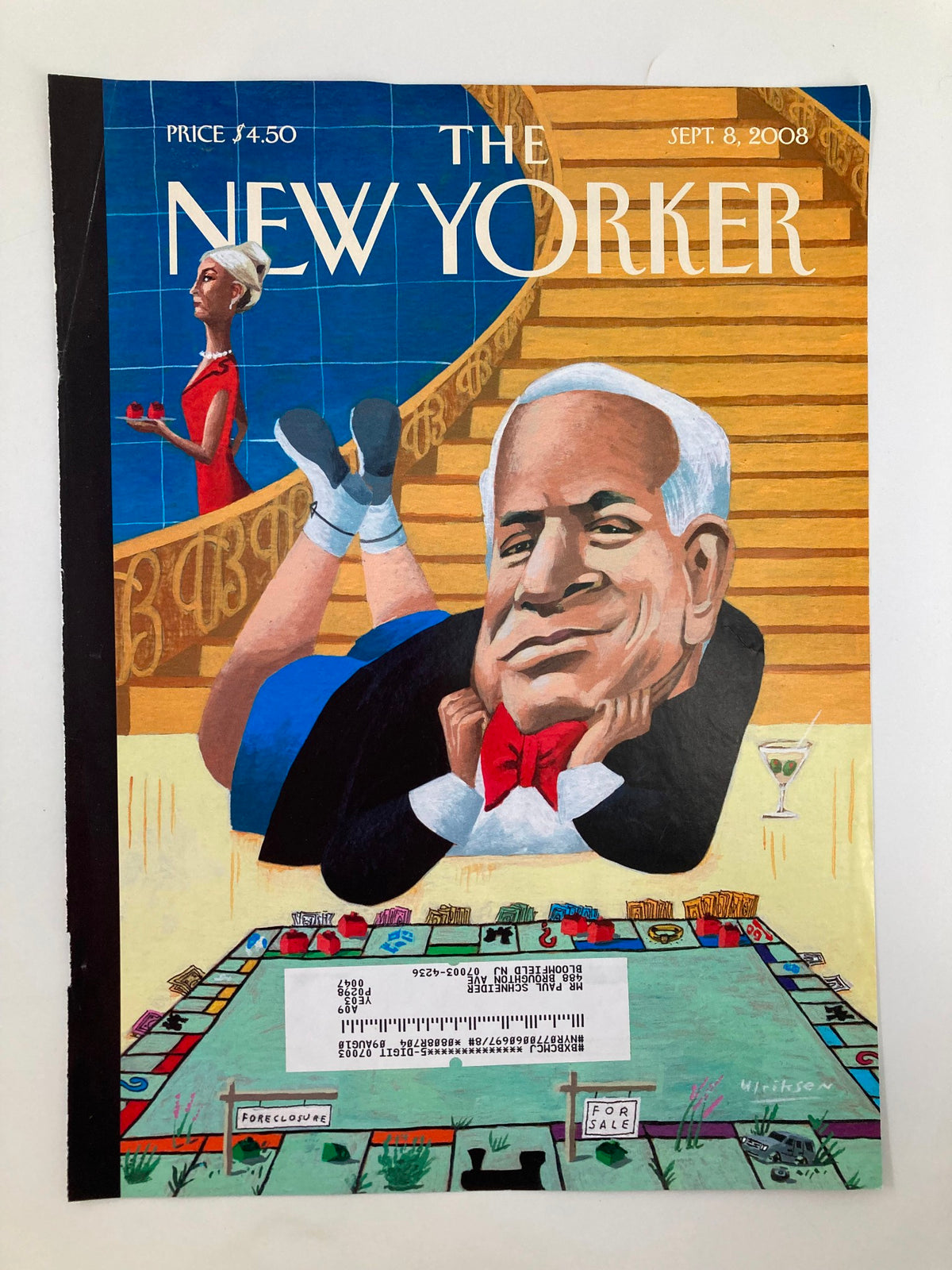 COVER ONLY The New Yorker September 8 2008 John McCain, showcasing a vibrant illustration by Mark Ulriksen, with John McCain relaxed amidst a game scene, reflecting political commentary.