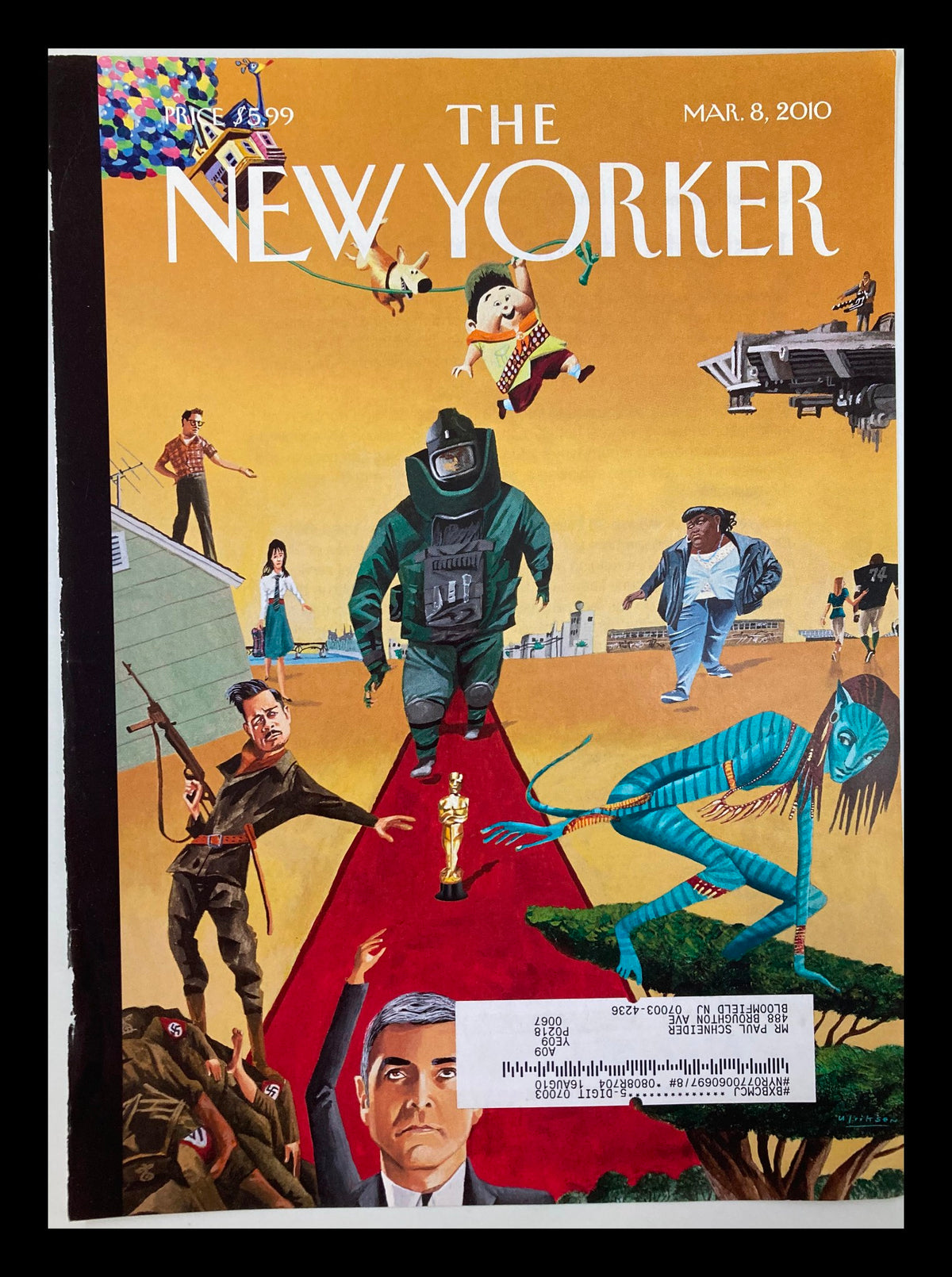 Cover of The New Yorker from March 8, 2010, titled Ten Nominees, featuring diverse characters in a vibrant artistic style by Mark Ulriksen.