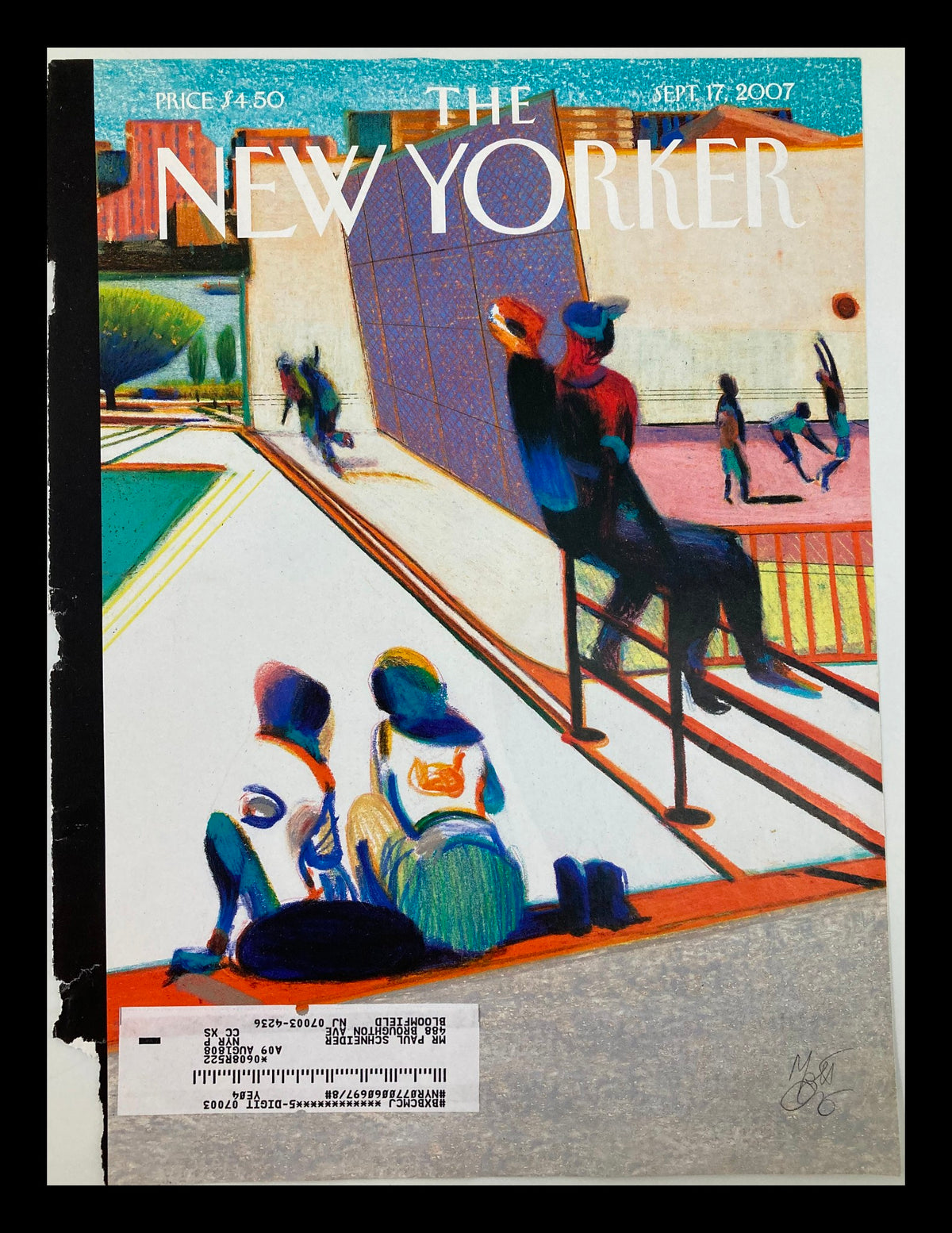 Cover of The New Yorker September 17 2007 Playground by Lorenzo Mattotti, featuring colorful artwork depicting children at play in a vibrant playground setting.
