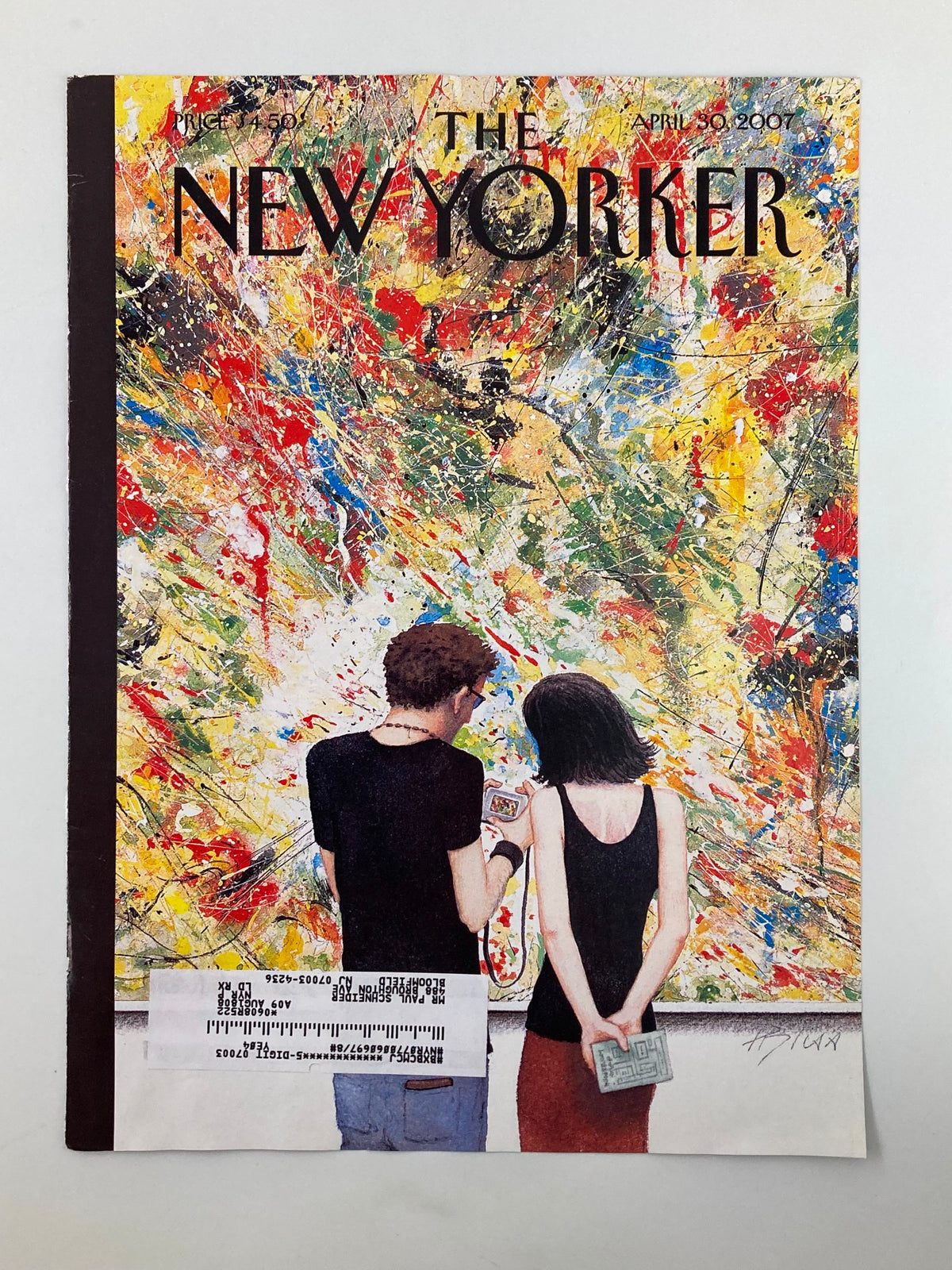 COVER ONLY The New Yorker April 30 2007 with Harry Bliss's artwork, depicting two figures in front of a colorful abstract painting.