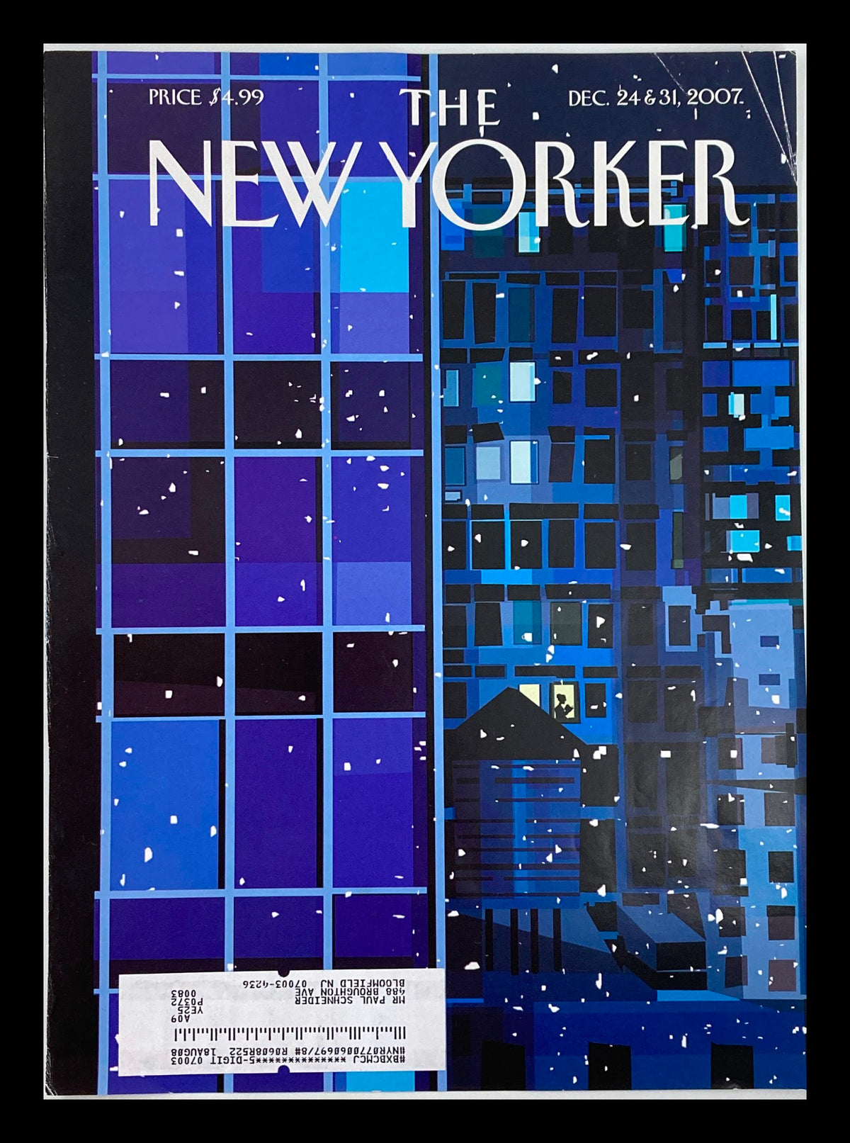 COVER ONLY The New Yorker December 24 & 31 2007 featuring striking blue and black artwork, highlighting themes of climate change.