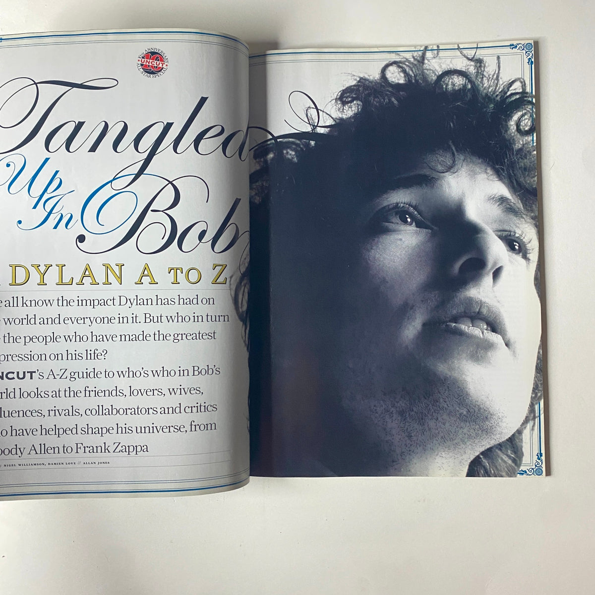 Article titled 'Tangled Up In Bob' from Uncut Magazine August 2007, dedicated to Bob Dylan, discussing his influence and legacy.