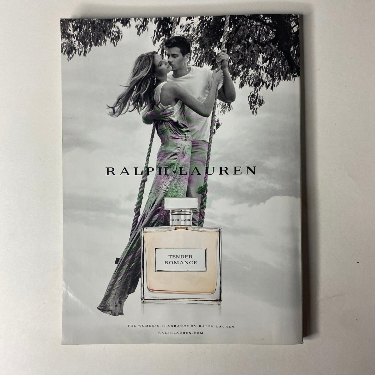 Advertisement page from Vogue Magazine November 2016 for Ralph Lauren's Tender Romance fragrance, included in the issue with Emma Stone's cover.