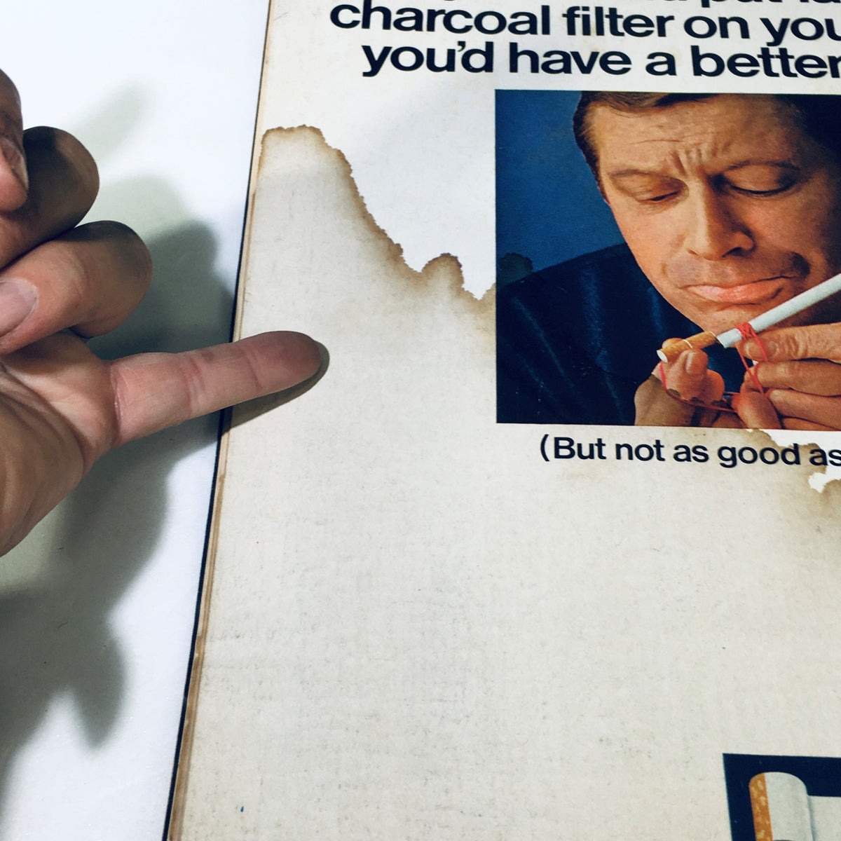 Back cover of the March 1, 1968 Life Magazine, showing a partially damaged area along with an advertisement, providing context for the era and condition of this vintage publication featuring Georgia O'Keeffe.