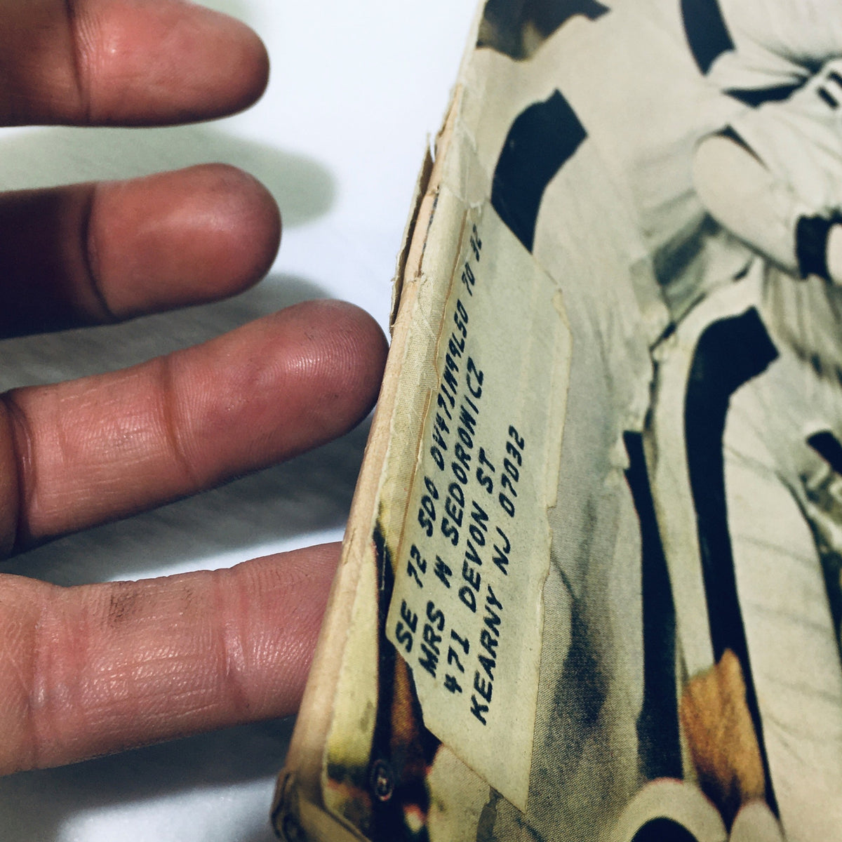 Close-up of the spine of the VTG Life Magazine December 3, 1971, showing the address label and signs of age.