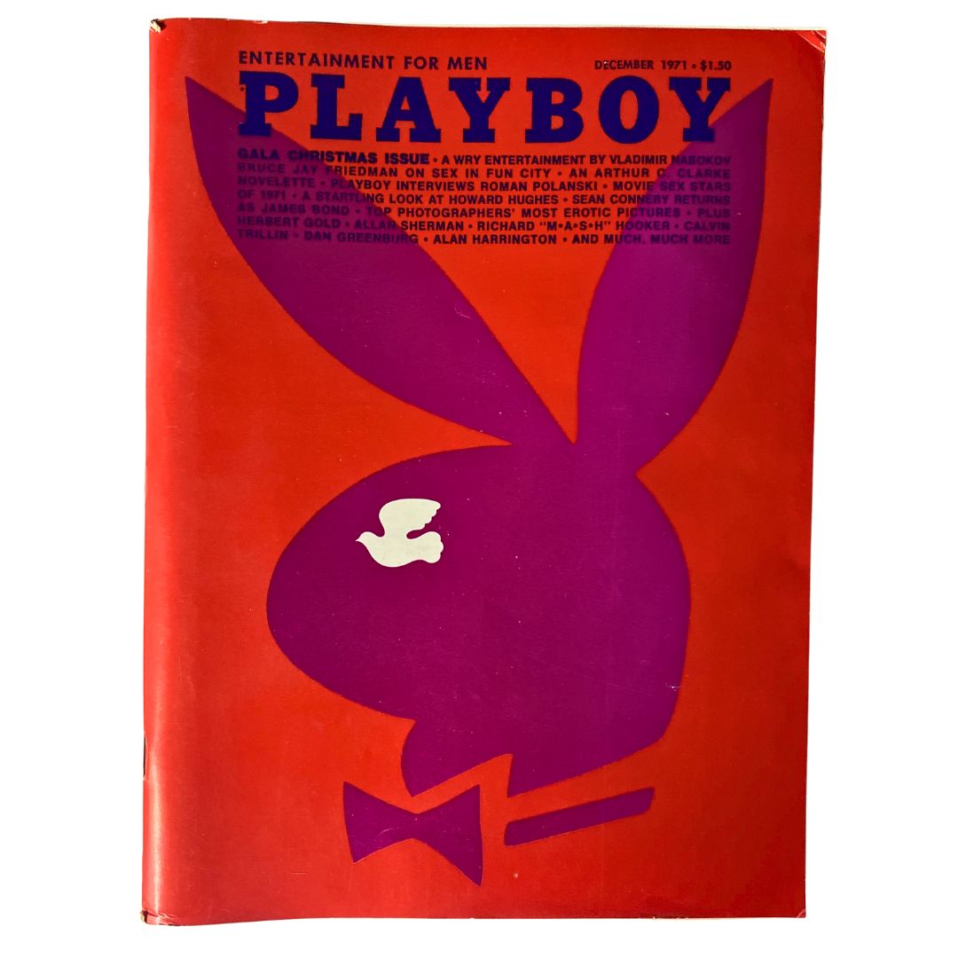 Vintage Playboy Magazine December 1971 featuring iconic cover art with the Playboy logo, showcasing the Playmate Karen Christy. Ideal for collectors and enthusiasts of vintage publications.