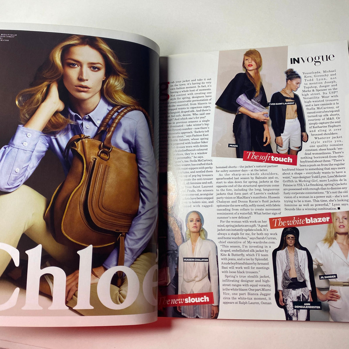 Style guide page in Vogue British Magazine April 2010 highlighting fashionable items and trends for the season.
