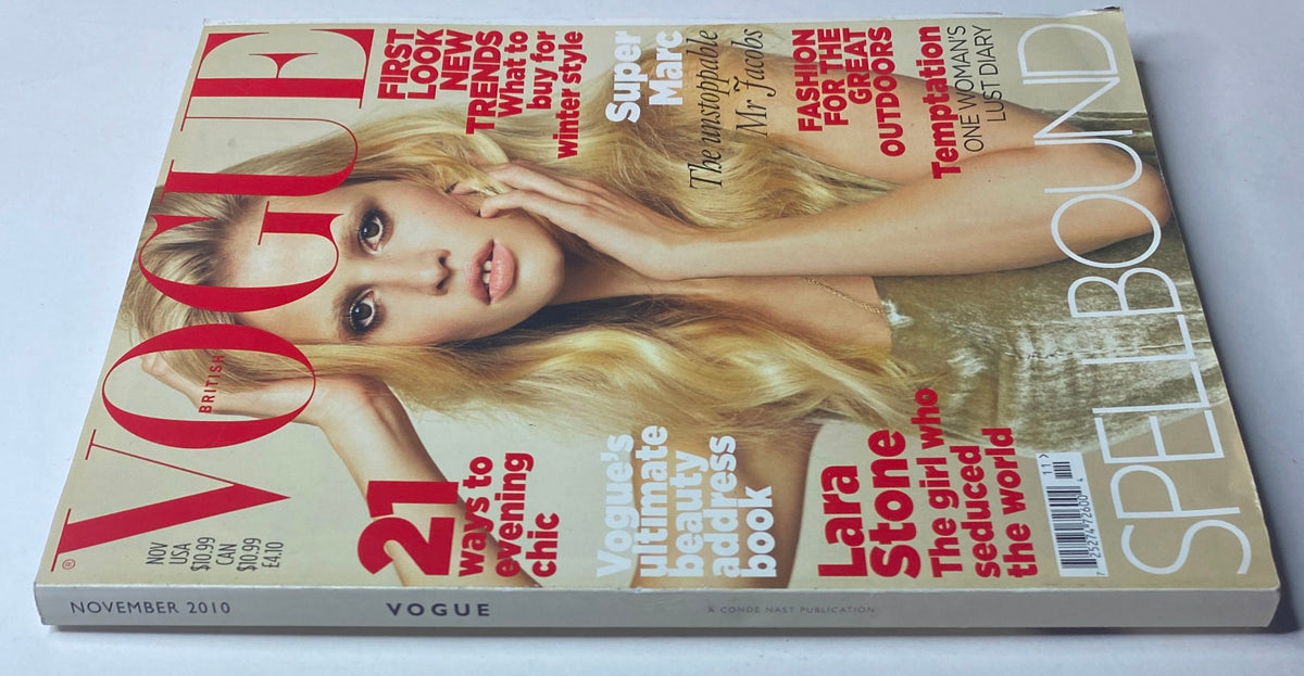 Cover of Vogue British Magazine November 2010 featuring model Lara Stone, highlighting fashion trends and winter style.