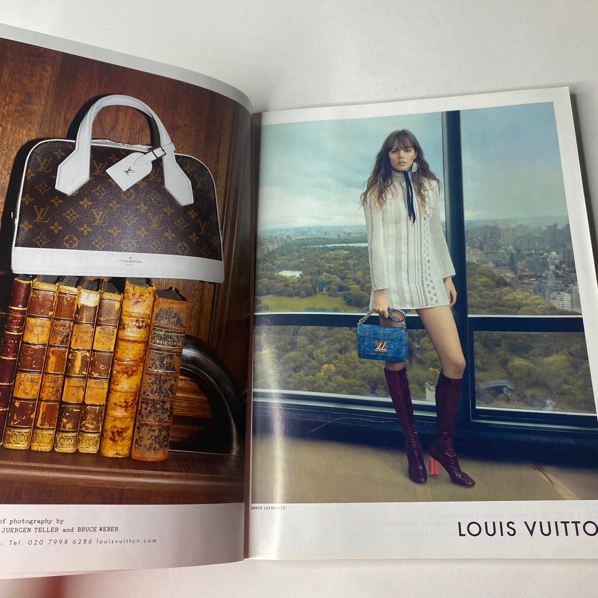 Spread from Vogue British Magazine February 2015 showcasing a Louis Vuitton advertisement alongside high-fashion imagery.