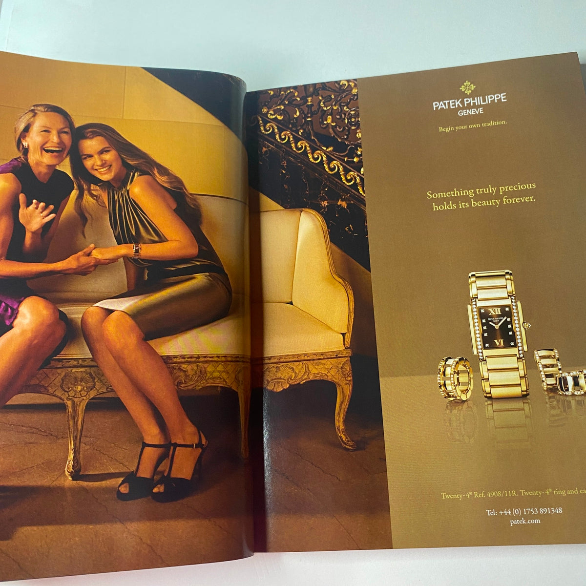 Patek Philippe advertisement featured in Vogue British Magazine September 2010. The ad promotes luxury watches, emphasizing timeless beauty and elegance.