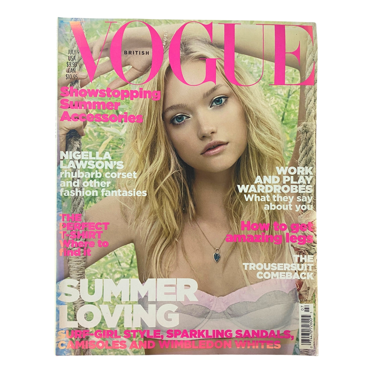 Cover of Vogue British Magazine July 2006 featuring Gemma Ward, showcasing summer-themed fashion with bold headlines on accessories, wardrobes, and styling tips.