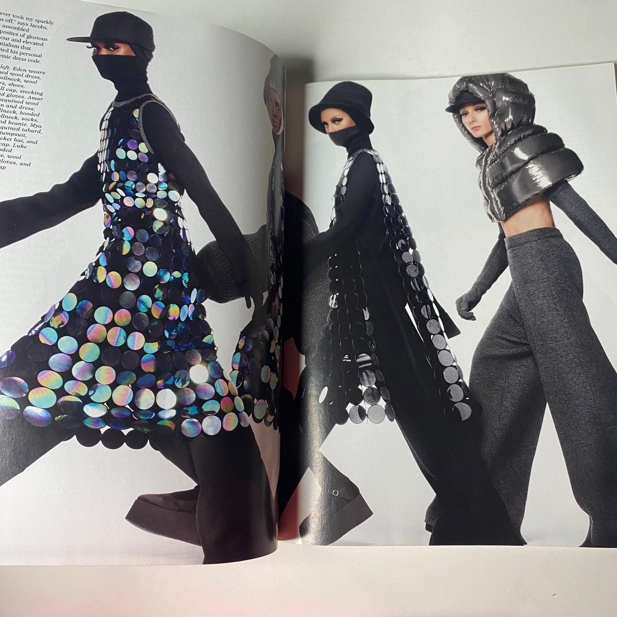 Vogue British Magazine November 2021 Adele Cover - Fashion editorial showcasing dynamic styles with models wearing reflective and avant-garde outfits.