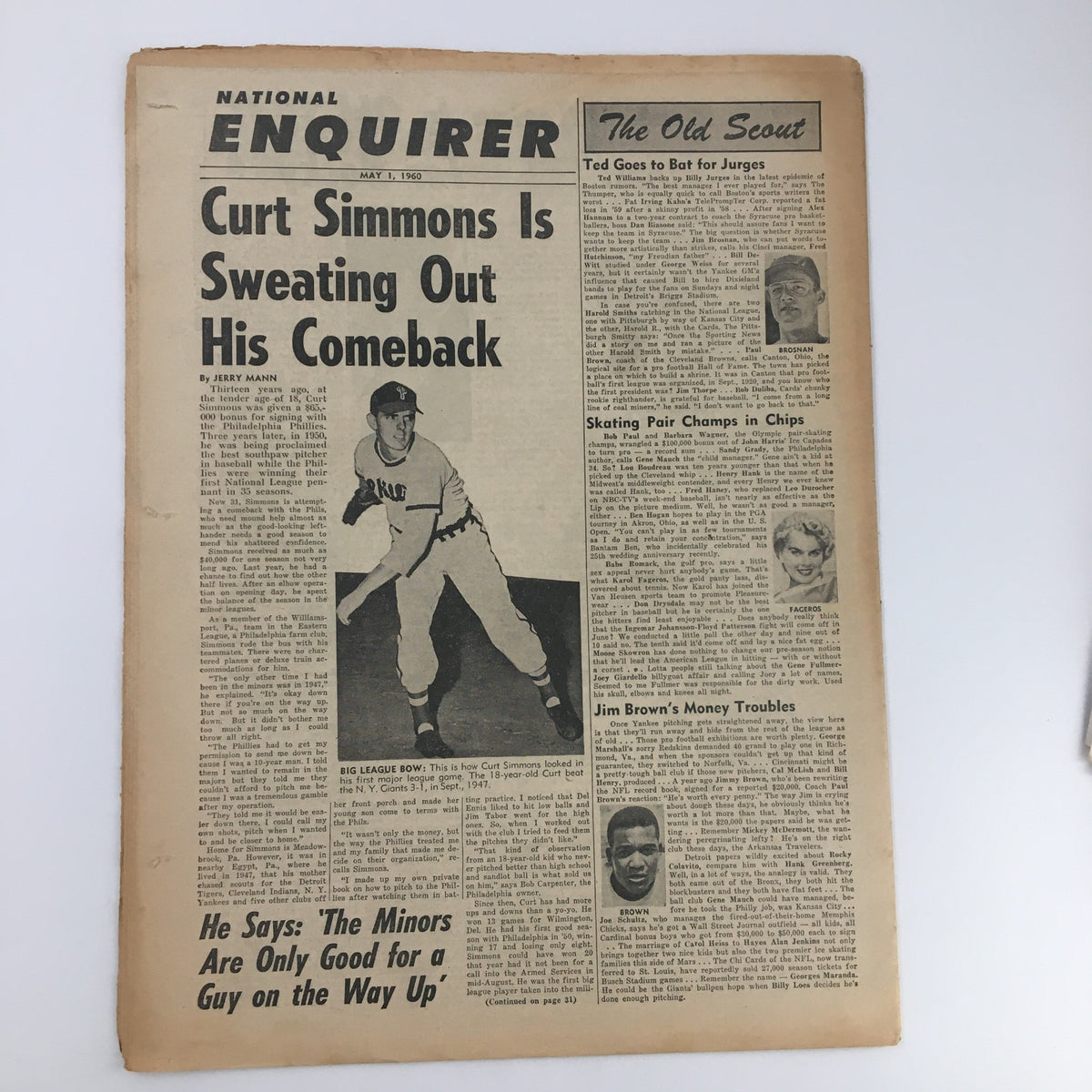 National Enquirer Newspaper from May 1, 1960 featuring Ziva Rodann on the cover, showcasing vintage tabloid style with a striking headline about her strength and the entertainment culture of the era.