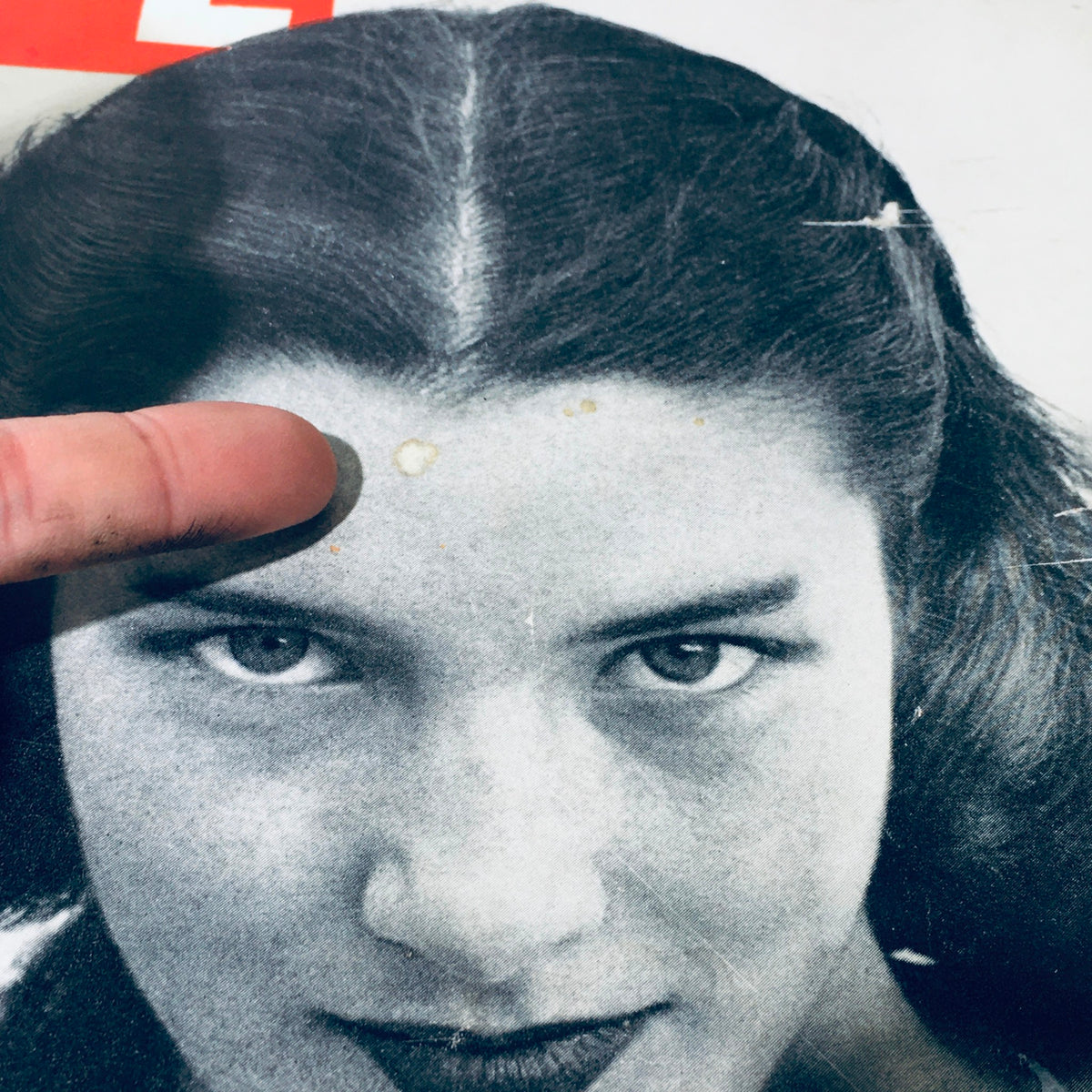 Close-up of the cover of VTG Life Magazine January 26 1948, focusing on the model's face and minor imperfections on the cover.