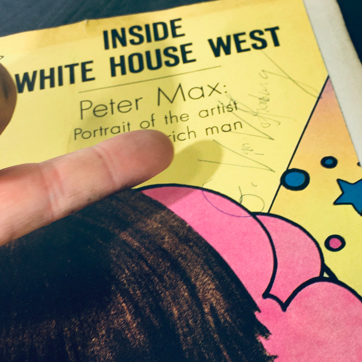 Close-up view of the cover of the Life Magazine from September 5, 1969 showing Peter Max's portrait with details including the magazine title and notes around the edges.
