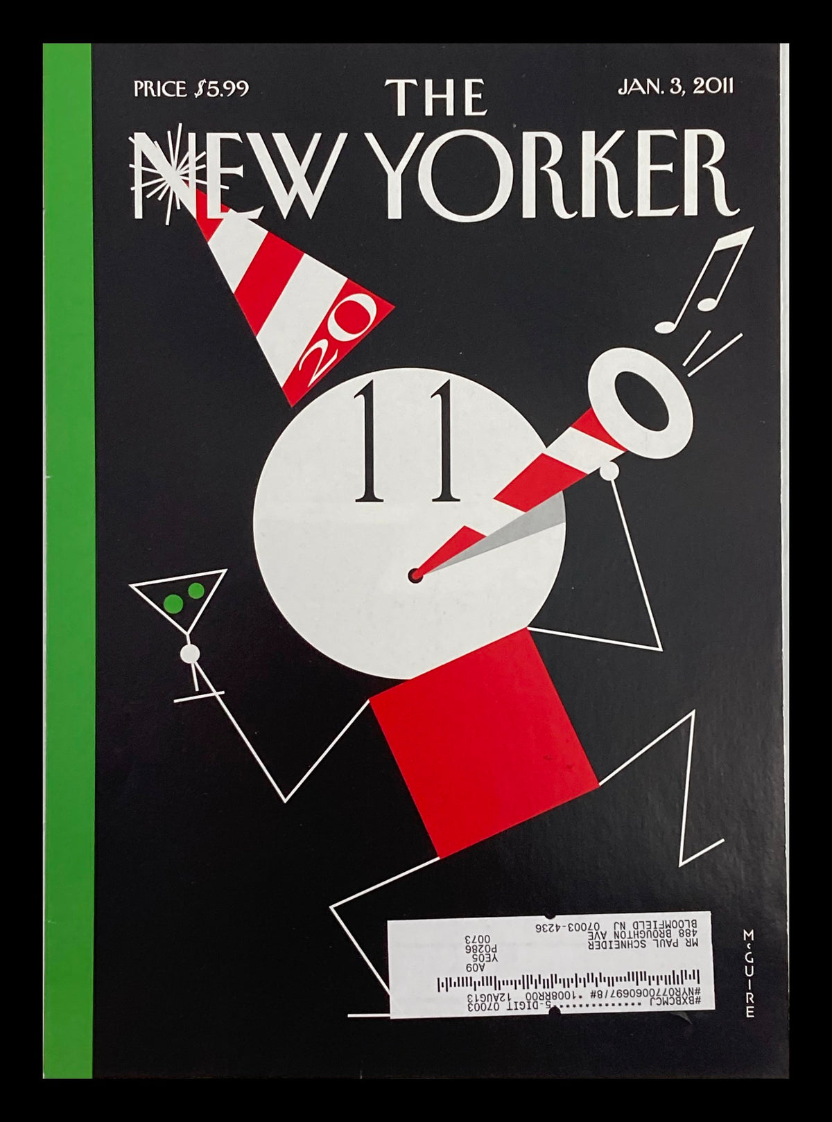 The New Yorker Cover January 3 2011 by Richard McGuire featuring a vibrant and minimalist design with a party theme, celebrating the New Decade.