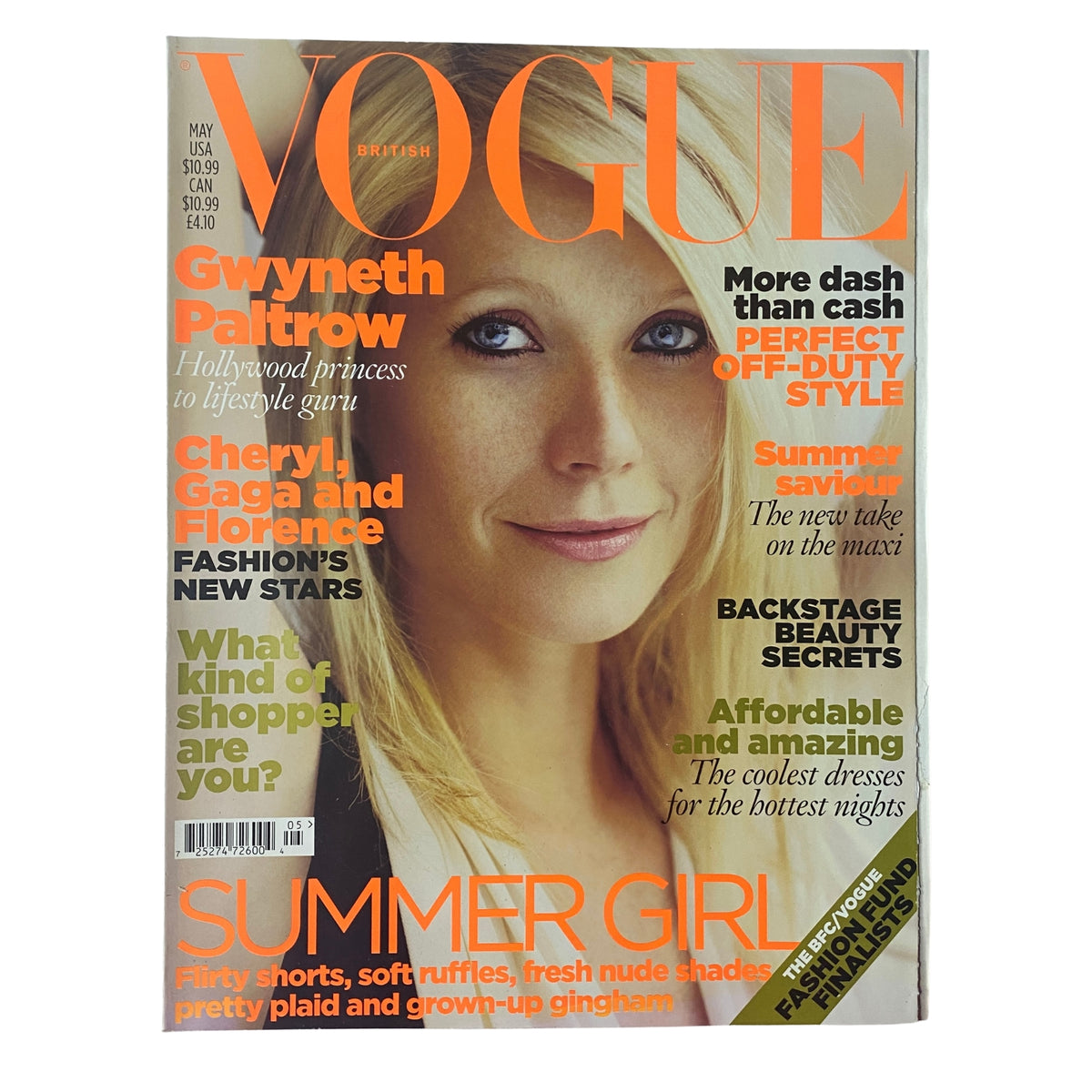Vogue British Magazine May 2010 features Gwyneth Paltrow on the cover, highlighting summer fashion and lifestyle trends.