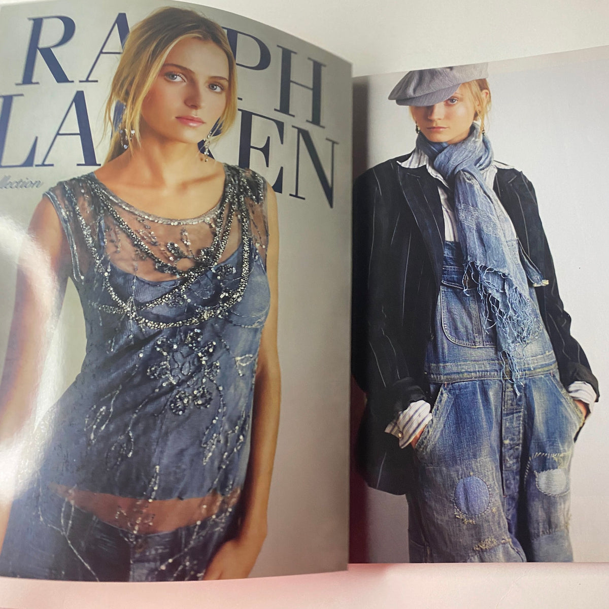 Vogue British Magazine May 2010 featuring a model in Ralph Lauren fashion, showcasing denim and embellished styles. A collector's favorite highlighting 2010s fashion.