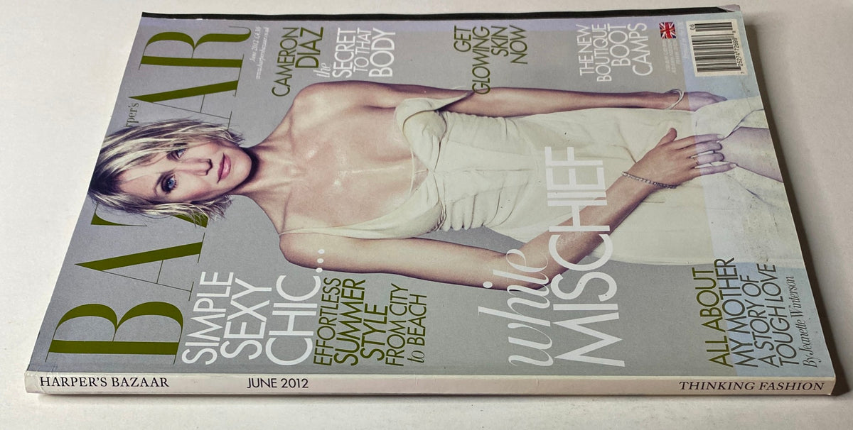 Harper's Bazaar Magazine June 2012 cover with Cameron Diaz, showcasing effortless summer style and the magazine's vibrant themes.