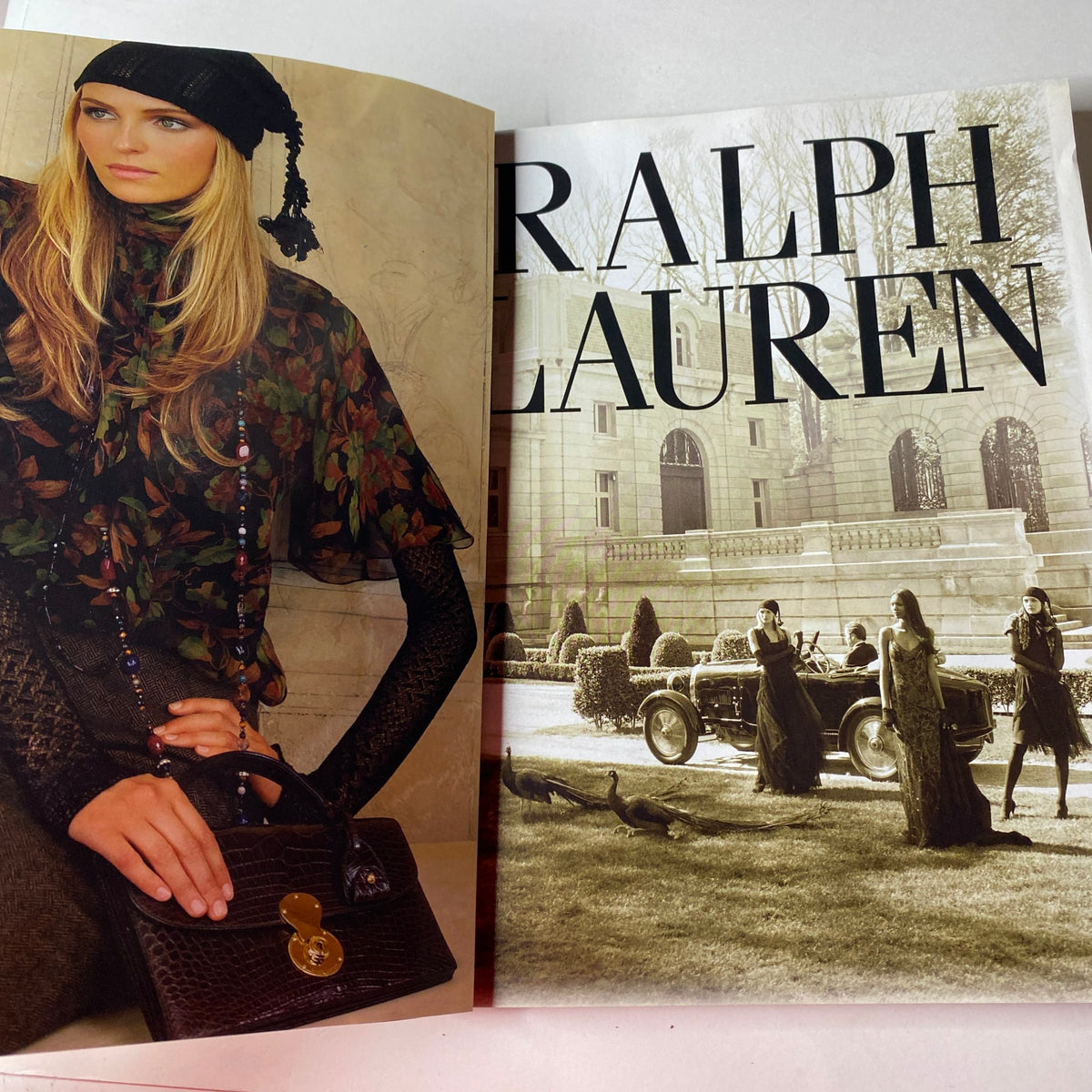 An image from Harper's Bazaar Magazine October 2010 showcasing Ralph Lauren fashion. Features autumn-inspired styling and luxurious aesthetics juxtaposed with elegant landscapes.