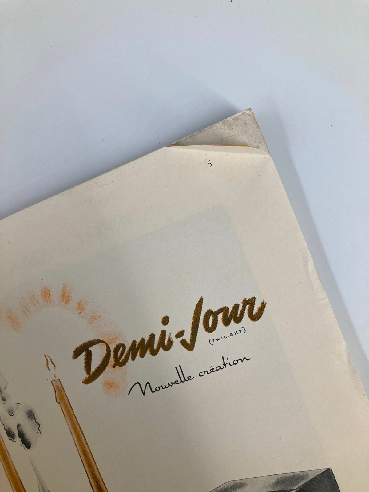 Inside flap of The New Yorker Magazine March 16 1940, displaying the title 'Demi-Jour' and artistic elements, indicative of vintage design.
