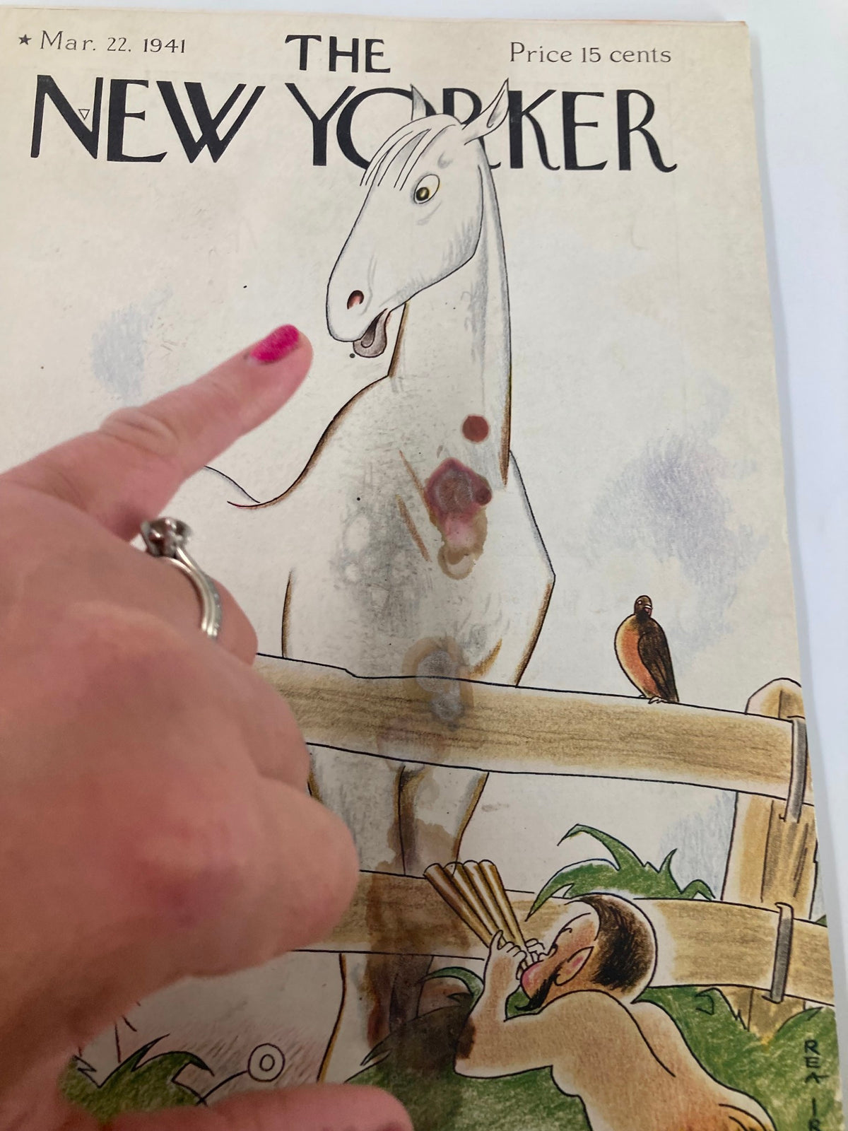 The New Yorker Magazine March 22 1941 White Horse Pan Flute by Rea Irvin