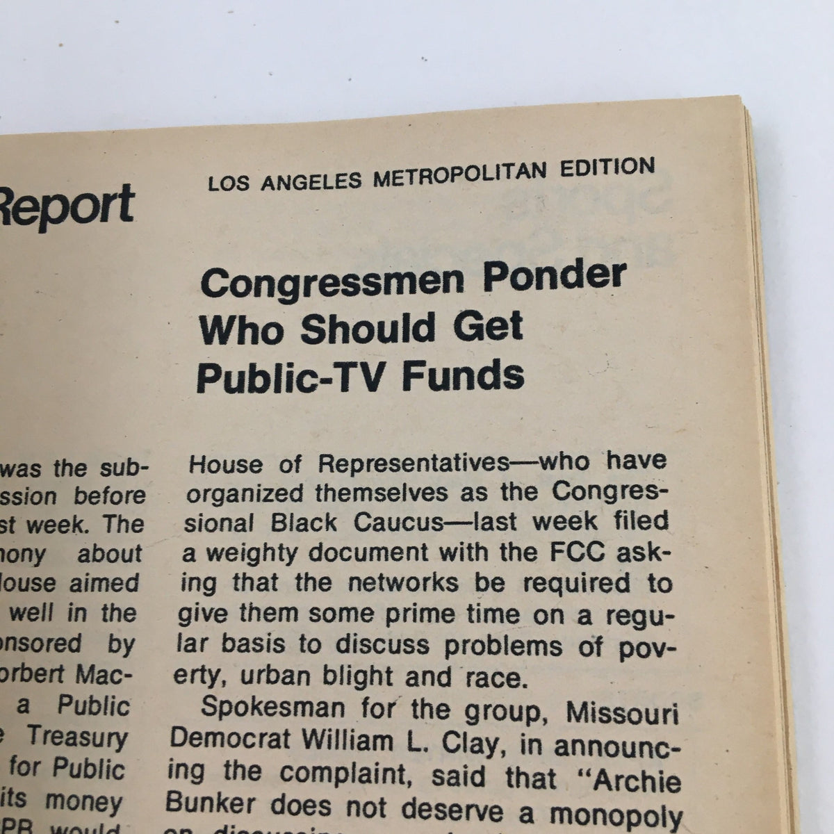 Another inside page from TV Guide Magazine February 12, 1972, titled 'Congressmen Ponder Who Should Get Public-TV Funds,' discussing important issues of television funding during the 1970s.