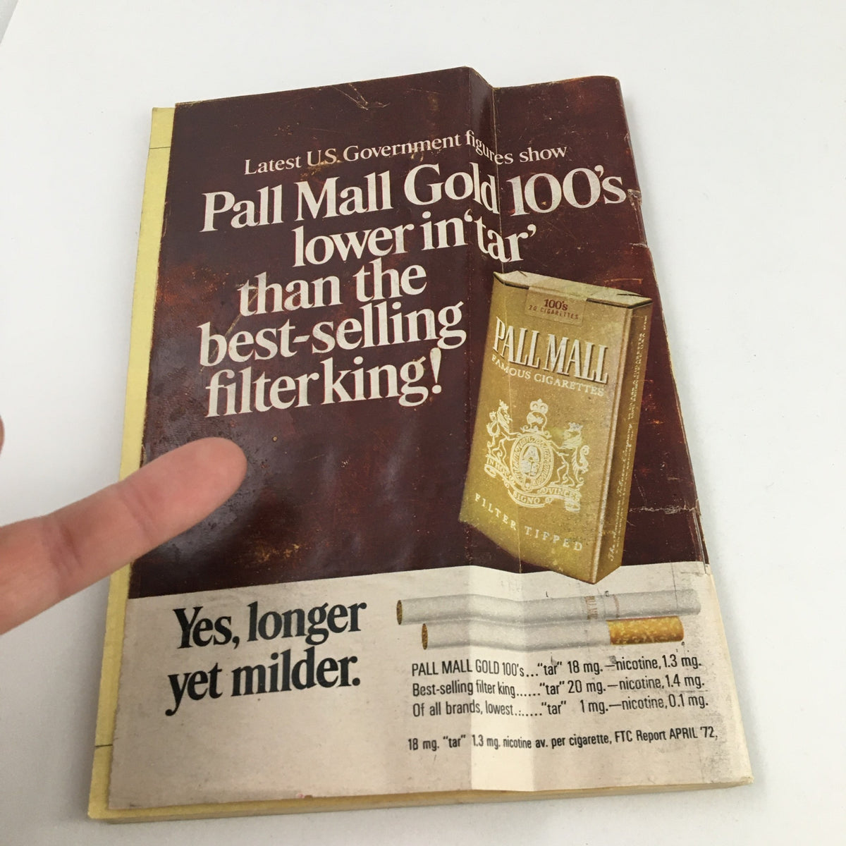 Advertisement from TV Guide Magazine July 15 1972 promoting Pall Mall Gold cigarettes, showcasing classic advertising style of the time.