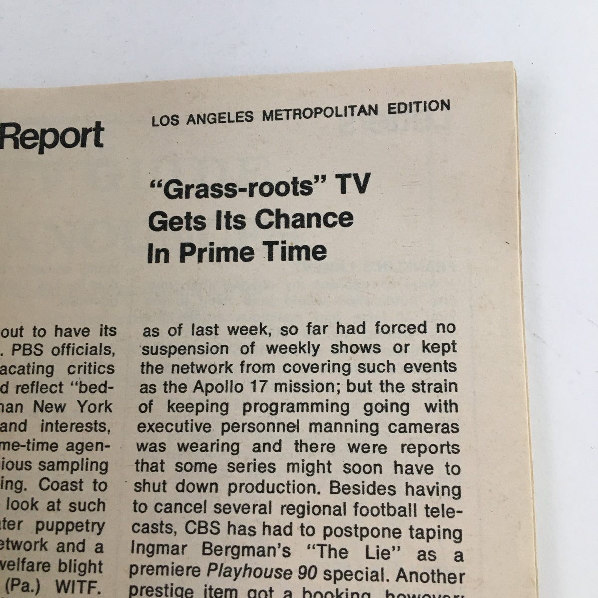 Page from TV Guide Magazine December 23, 1972, presenting an article titled 'Grass-roots TV Gets Its Chance In Prime Time' focusing on television programming during that era.