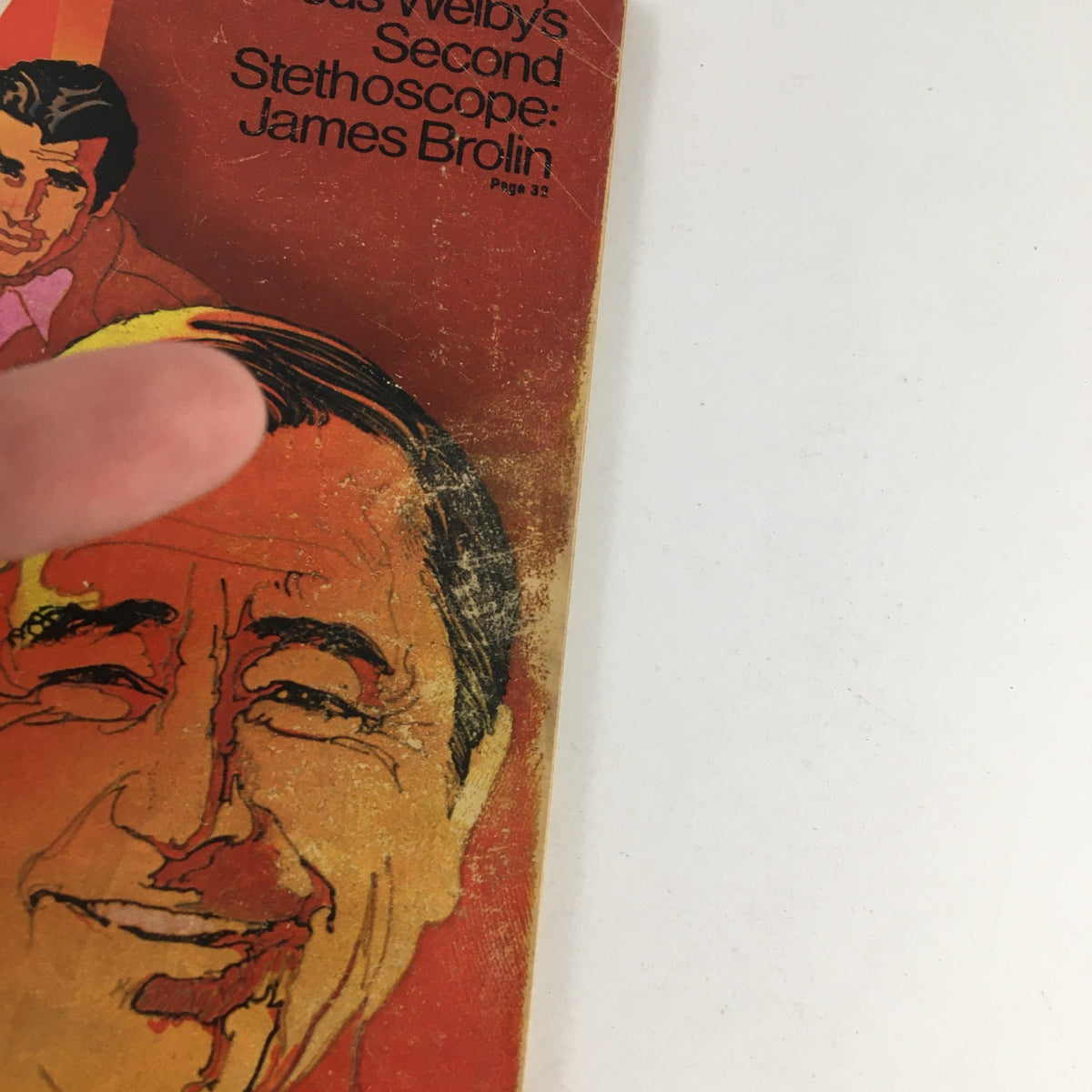 Close-up of the TV Guide Magazine March 11 1972 cover highlighting James Brolin and Robert Young, with visible wear that adds to its vintage charm.