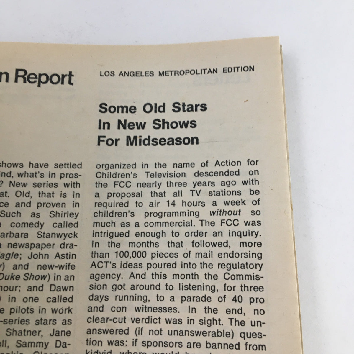 Another interior page of the TV Guide Magazine October 21, 1972, discussing television programming and children's shows, emphasizing the impact of actors like Carroll O'Connor and Cloris Leachman.