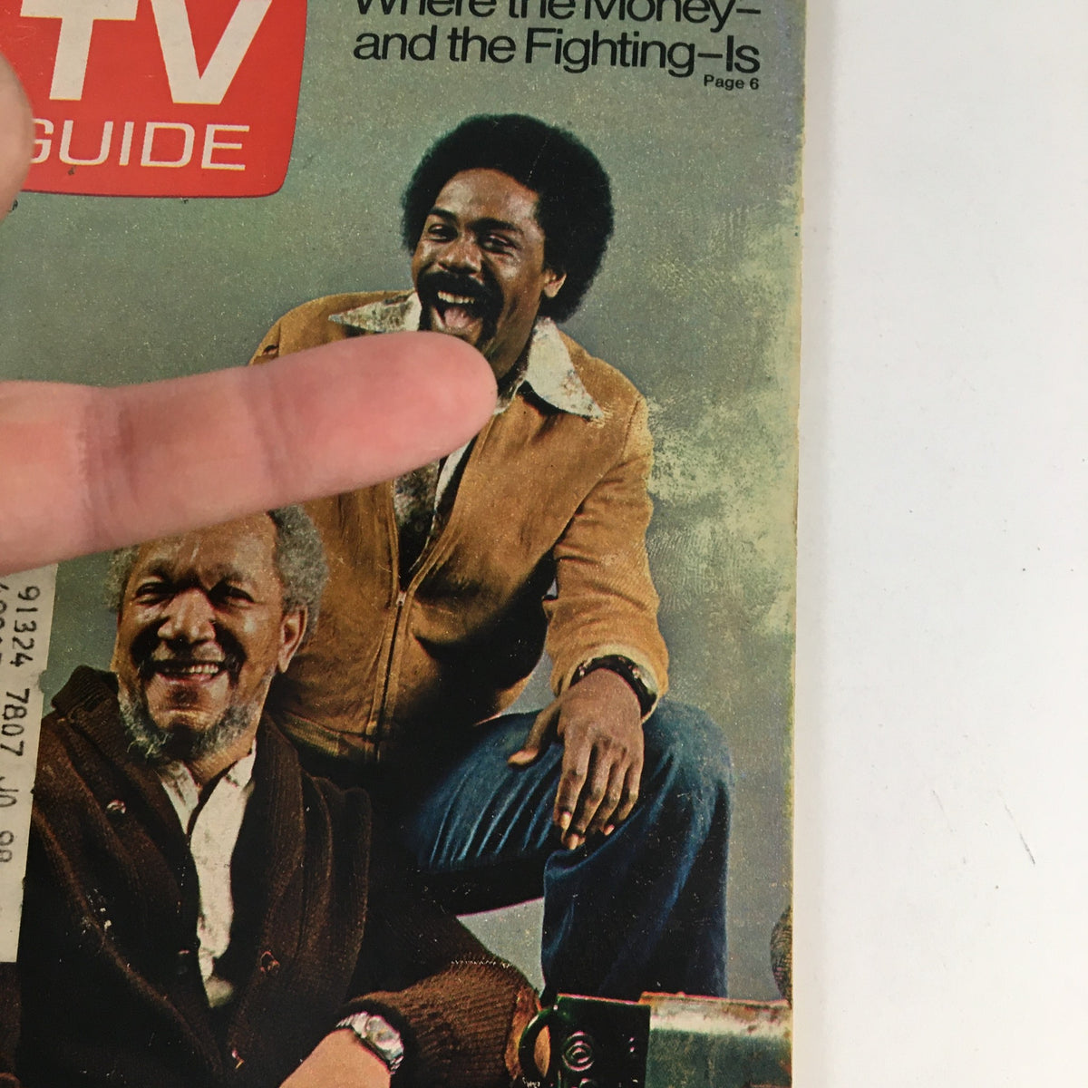 Close-up of the cover of TV Guide Magazine May 13, 1972 showing characters Redd Foxx and Demond Wilson, reflecting vintage television culture.