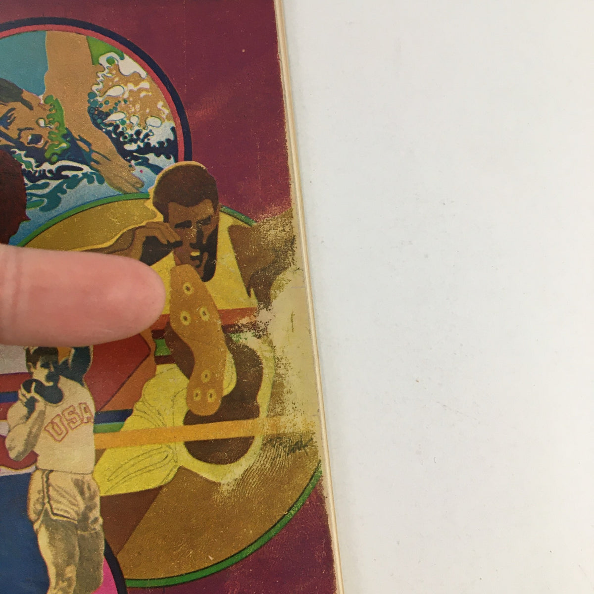 Close-up detail of the TV Guide Magazine cover from August 26, 1972, highlighting illustrations of Olympic athletes including a runner and swimmer celebrating The Olympics.