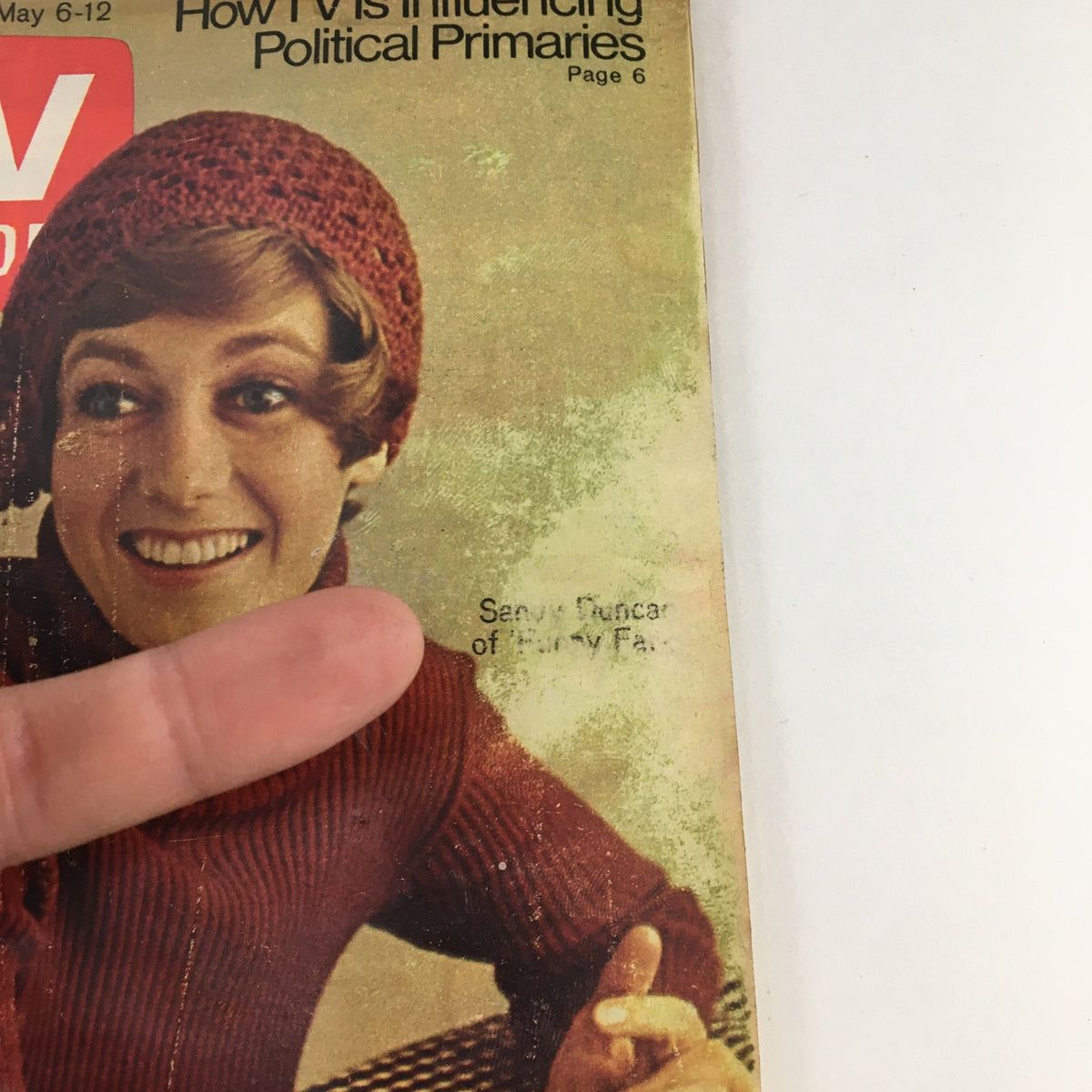 Close-up of TV Guide Magazine May 6 1972 cover featuring Sandy Duncan, highlighting her charming smile and fashion of the era.