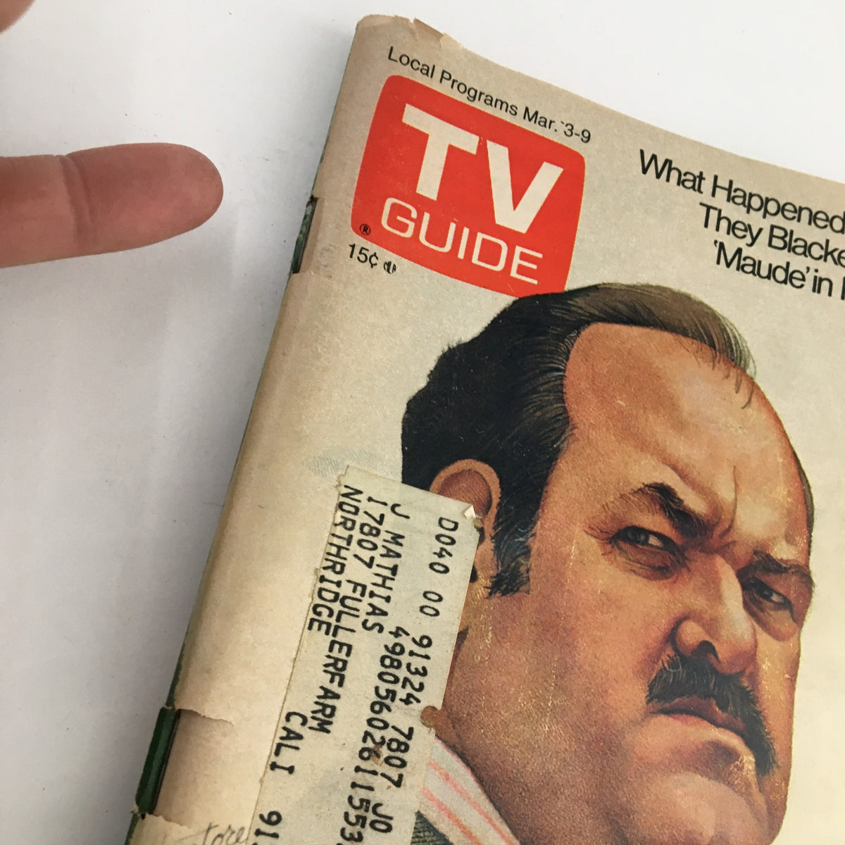 Close-up view of TV Guide Magazine March 3 1973 featuring William Conrad of 'Cannon', highlighting the magazine cover details and the iconic TV Guide logo.