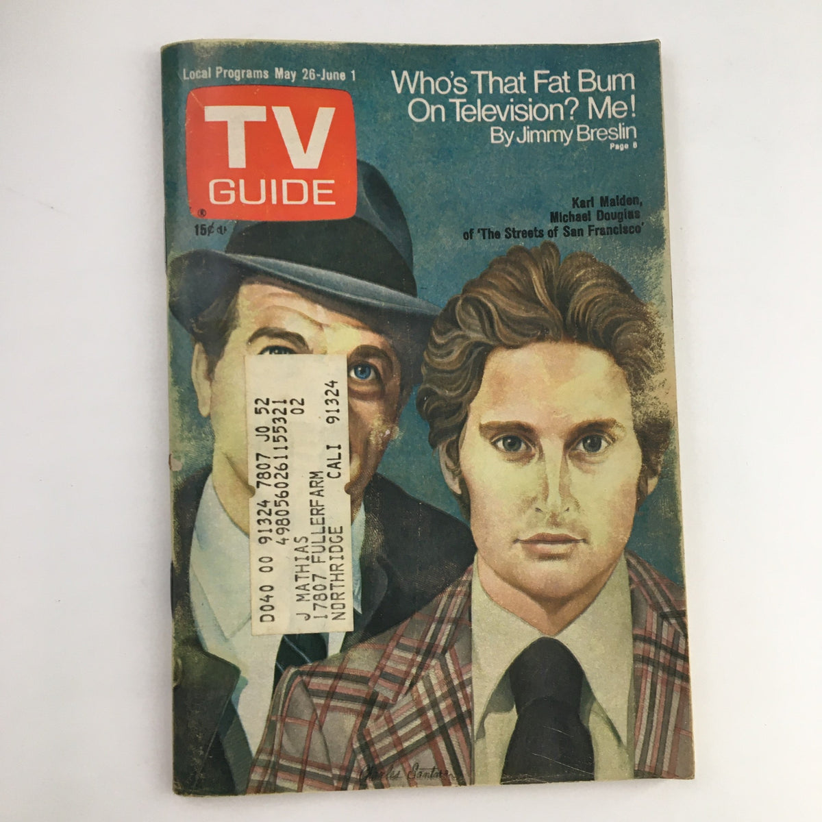 Cover of TV Guide Magazine May 26, 1973 featuring Karl Maden and Michael Douglas, showcasing a nostalgic piece of television history.