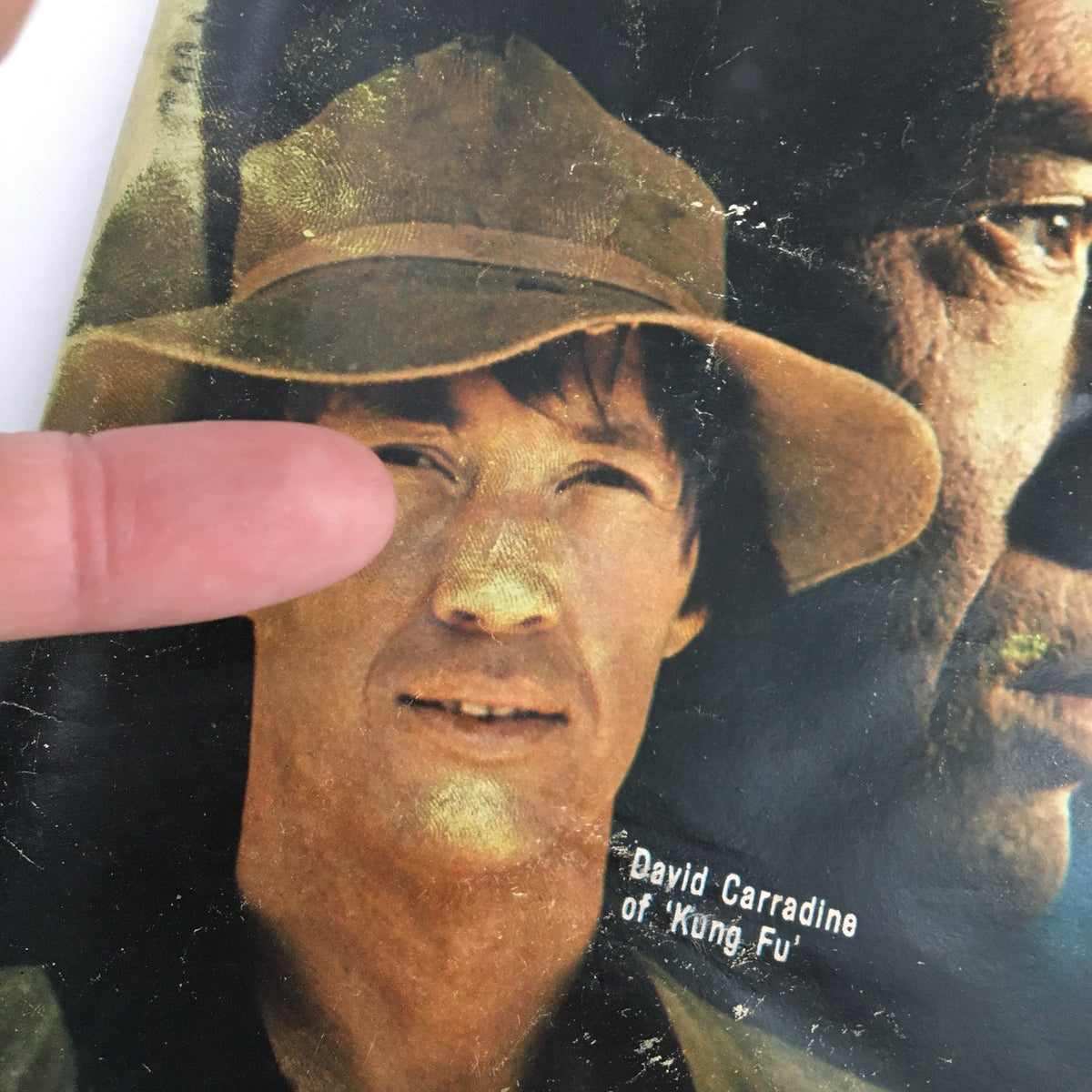 Detailed image of the TV Guide Magazine June 23 1973 cover showcasing David Carradine of 'Kung Fu', focusing on his expression and the accompanying text.