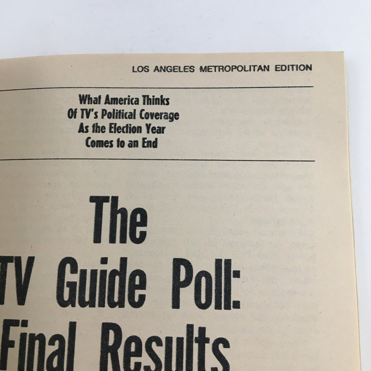 Article title page from TV Guide Magazine December 30 1972 discussing TV's political coverage, part of the magazine's special feature section.