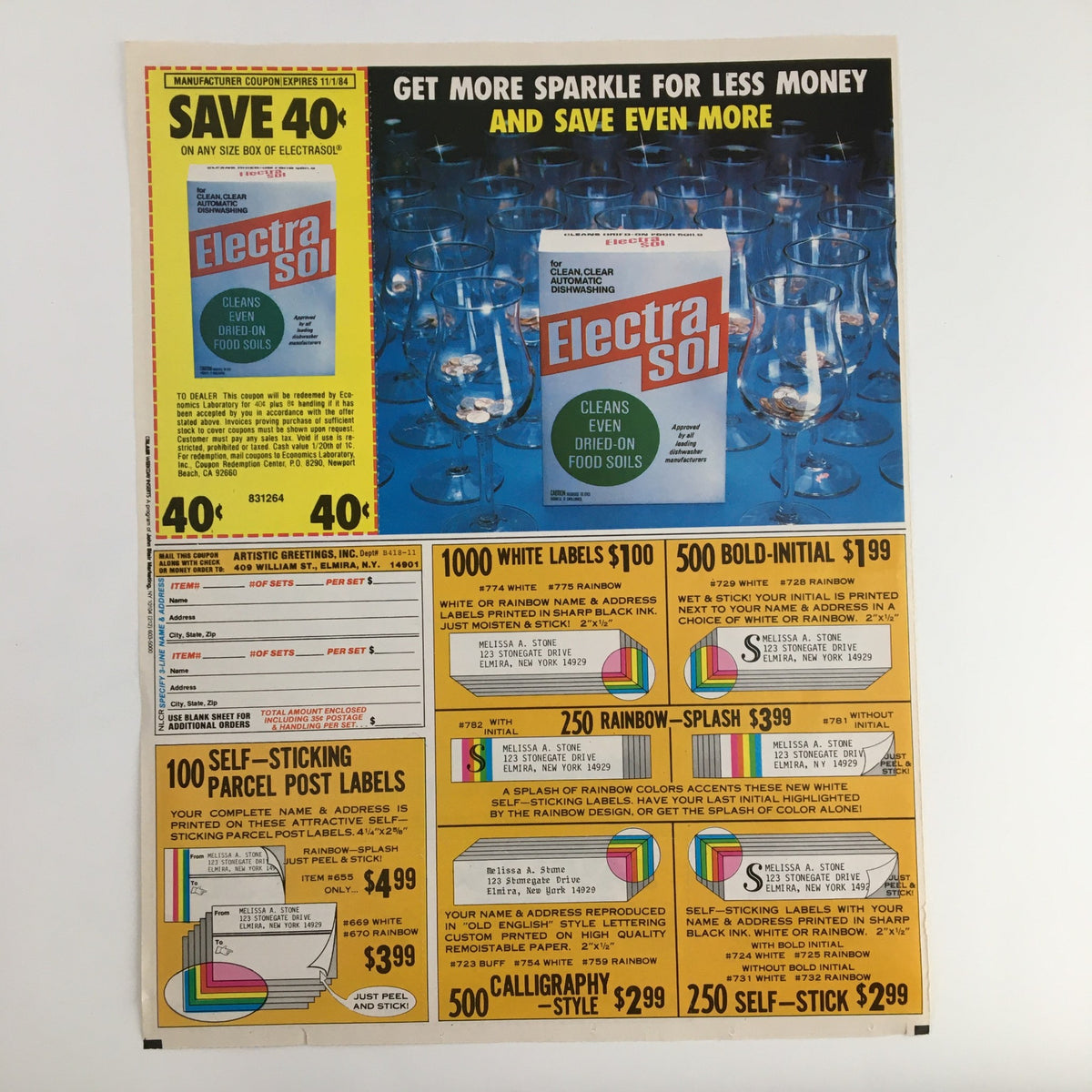 1984 Fancy Feast Gourmet Cat Food Circular Coupon Advertisement showcasing a vintage cat food coupon with details about the product, in good condition, measuring 11 1/4 x 8 3/4, highlighting features and the expiration of the coupon.