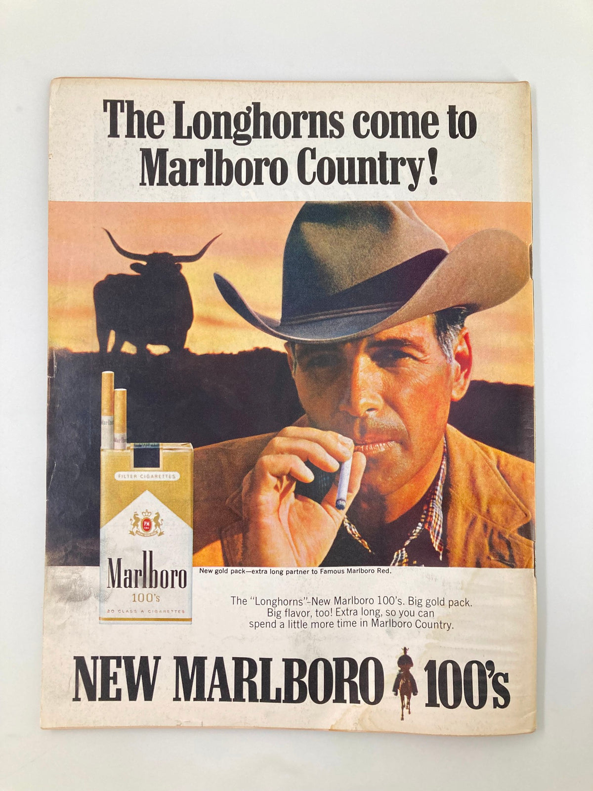 Back cover of the Vintage Sports Illustrated Magazine September 4, 1967, featuring a Marlboro advertisement with a cowboy theme.