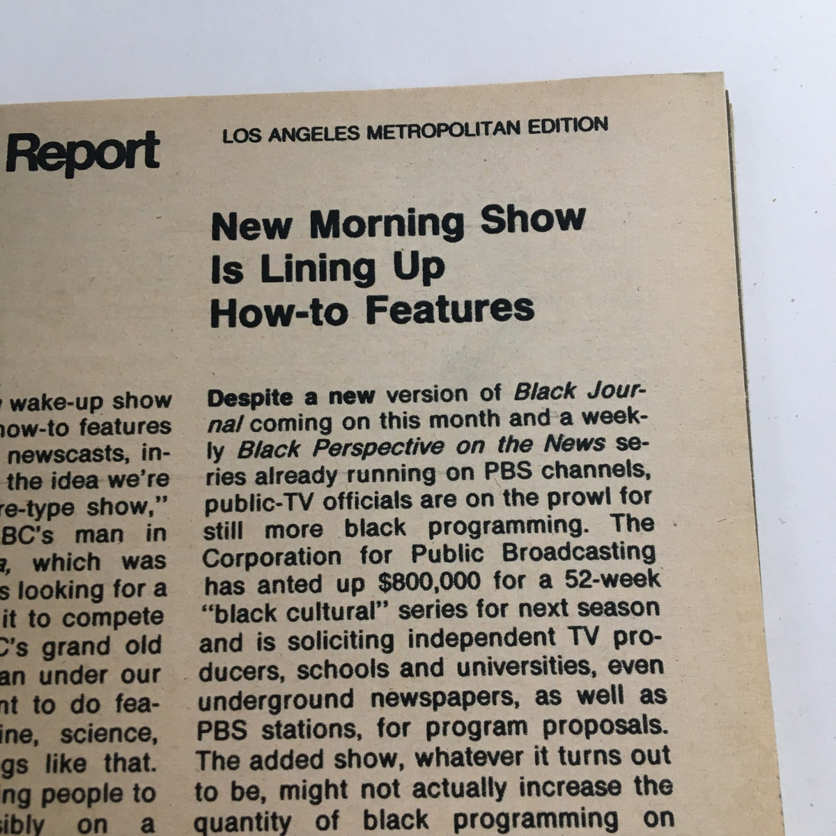 Article titled 'New Morning Show Is Lining Up How-to Features' from TV Guide Magazine January 11, 1975, highlighting programming trends.