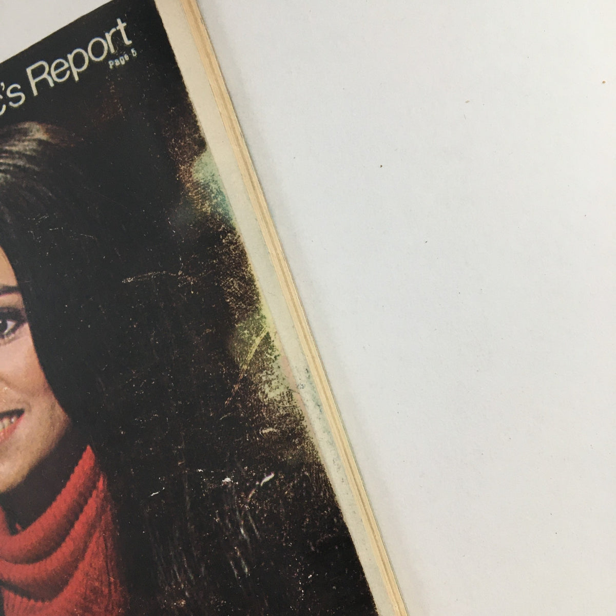Side view of TV Guide Magazine March 10, 1973, emphasizing the worn edges and condition of the magazine featuring Marlo Thomas.