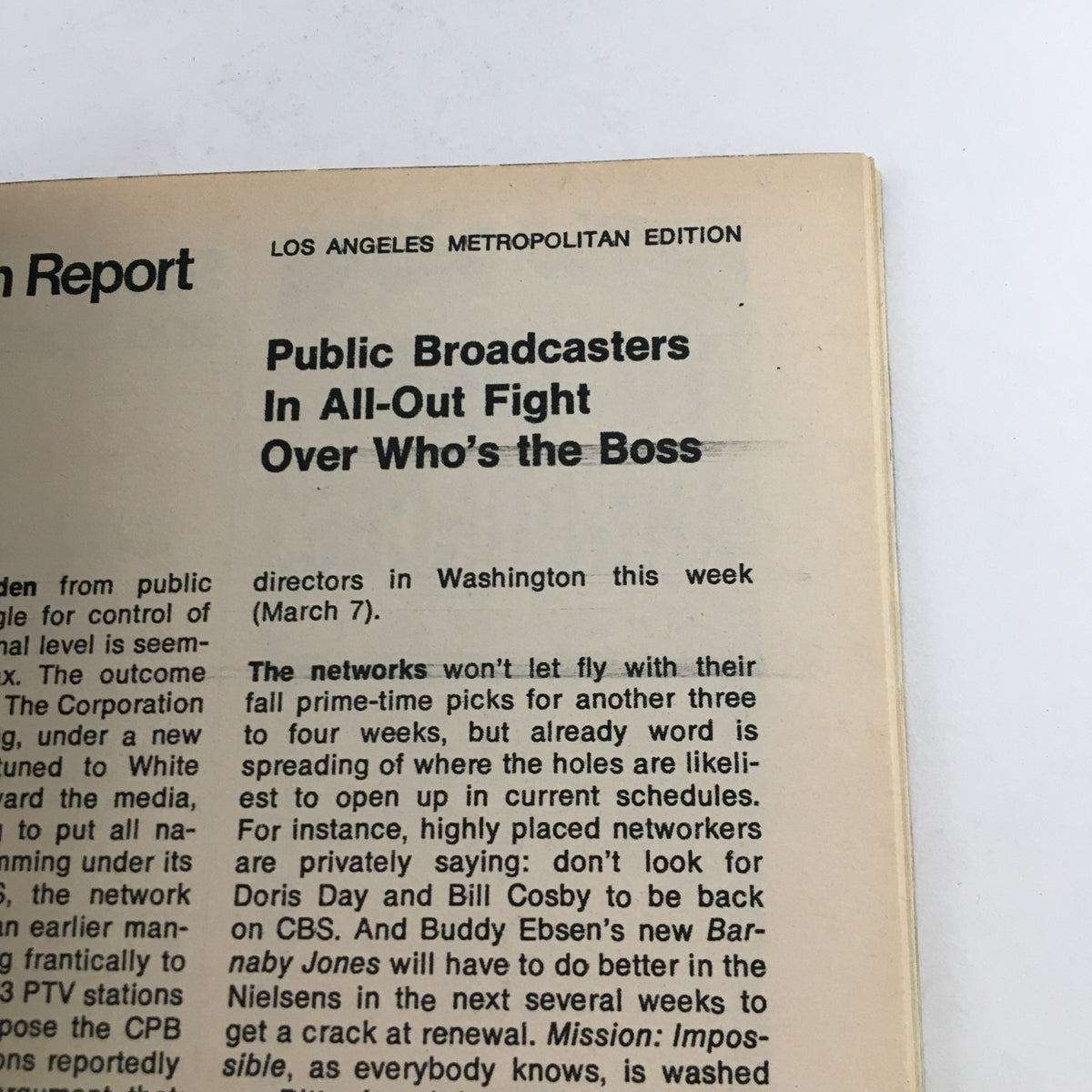 TV Guide Magazine March 10 1973 highlighting the Los Angeles Metropolitan Edition reporting on public broadcasters and television programming controversies.